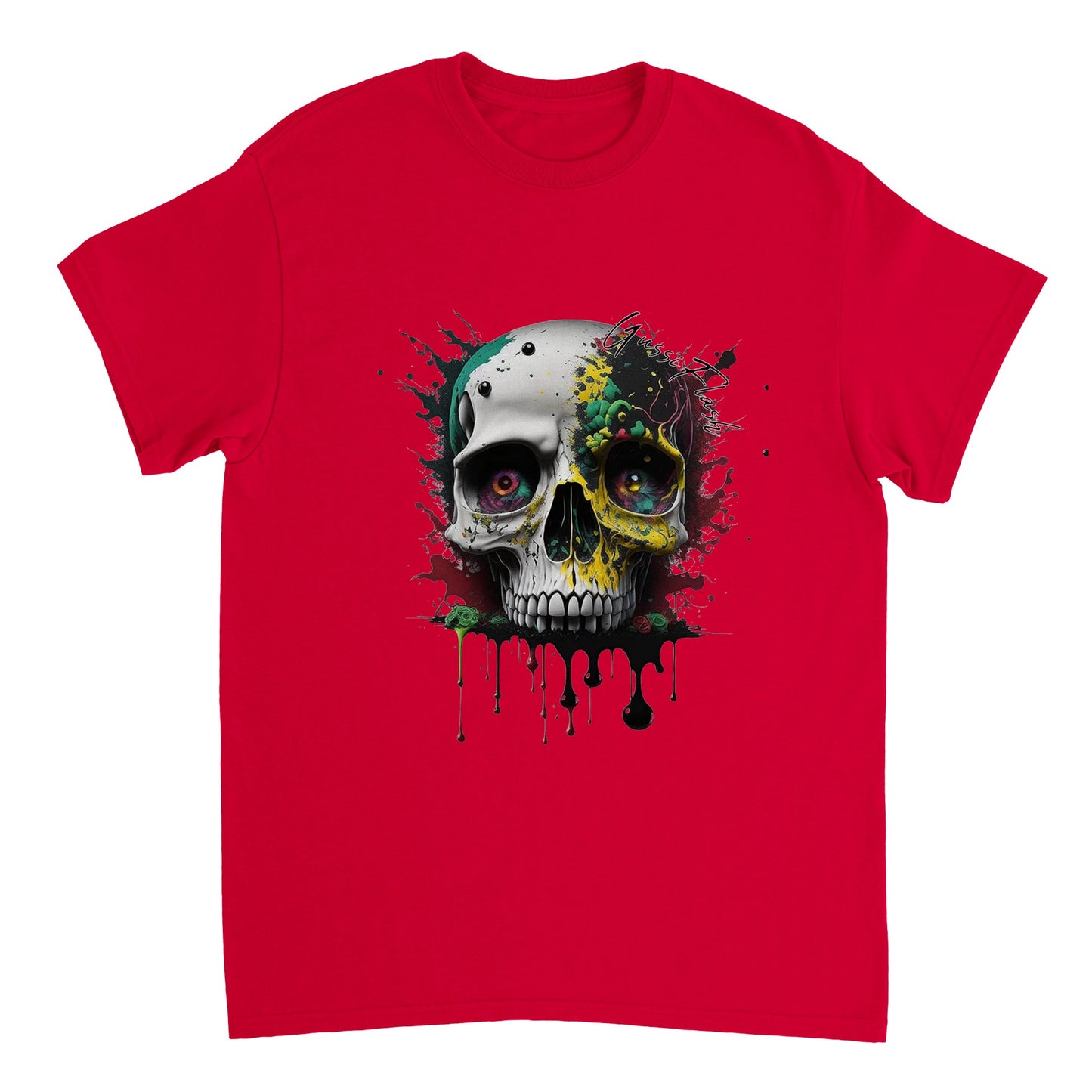 Schweres Unisex T-Shirt mit GussiFlash Skull