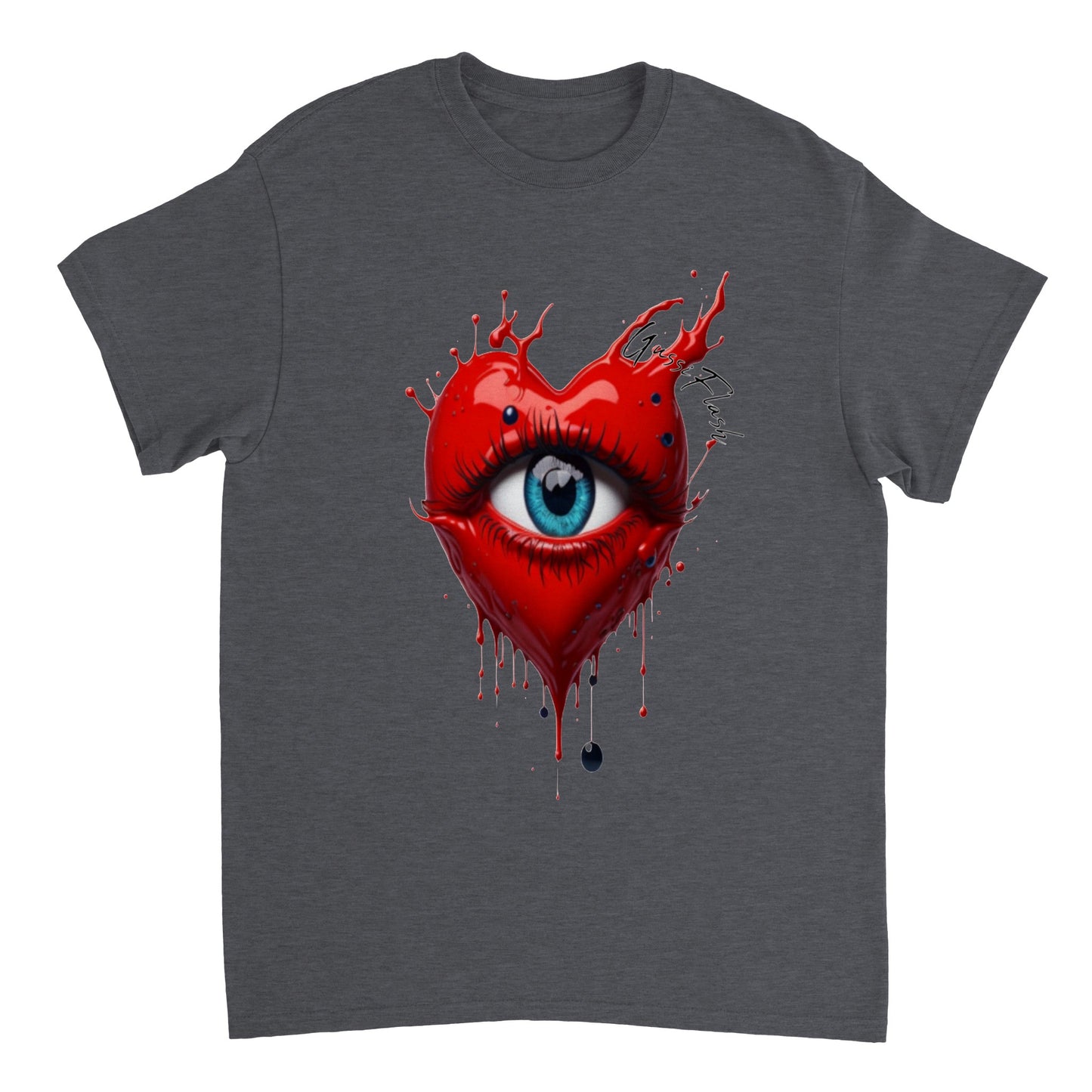Schweres Unisex T-Shirt mit Rundhalsausschnitt und Gussiflash Logo