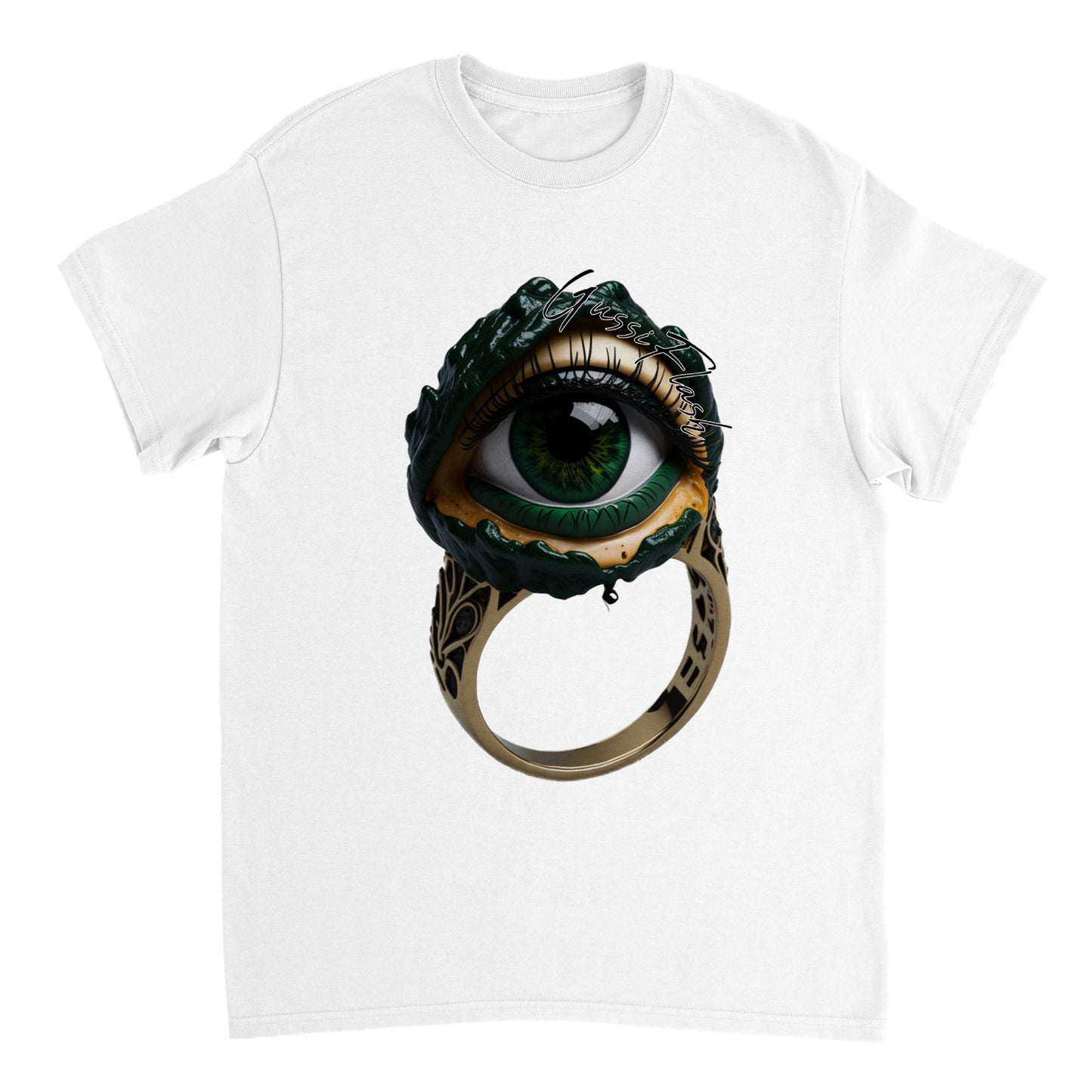 Schweres Unisex T-Shirt mit Rundhalsausschnitt und Gussiflash Logo