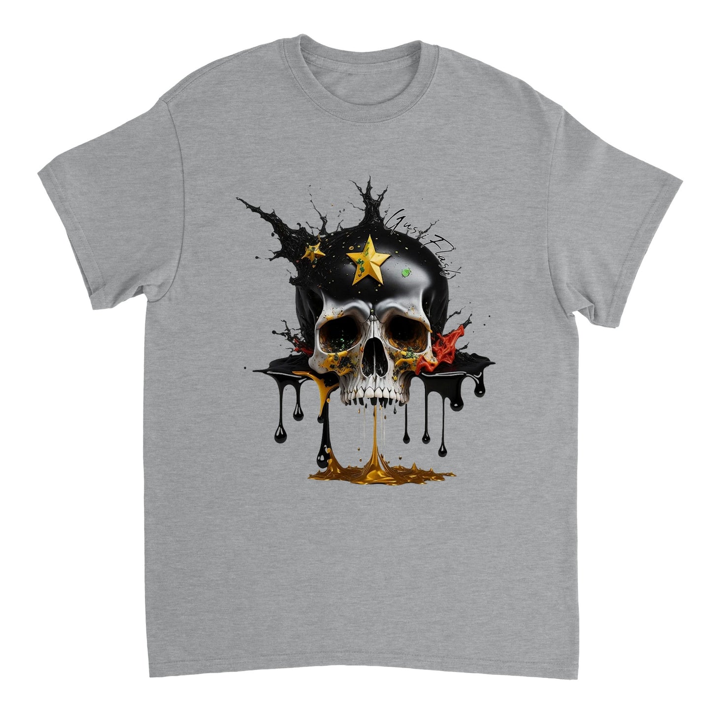 Schweres Unisex T-Shirt mit GussiFlash Skull