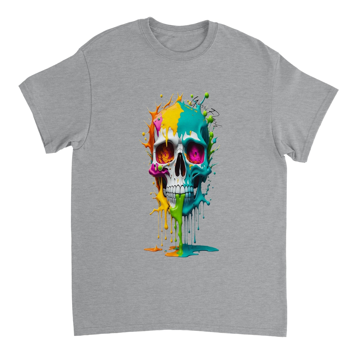 Schweres Unisex T-Shirt mit GussiFlash Skull