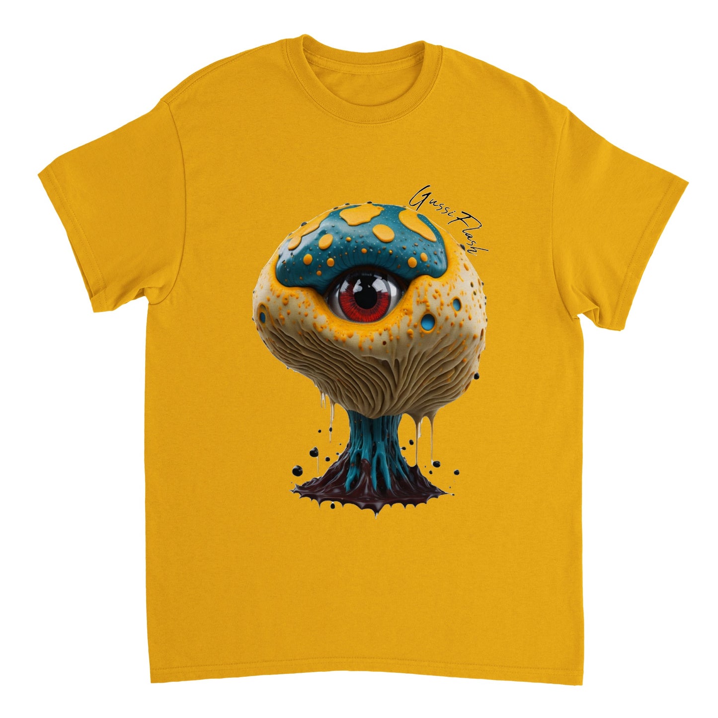 Schweres Unisex T-Shirt mit Rundhalsausschnitt und Gussiflash Logo