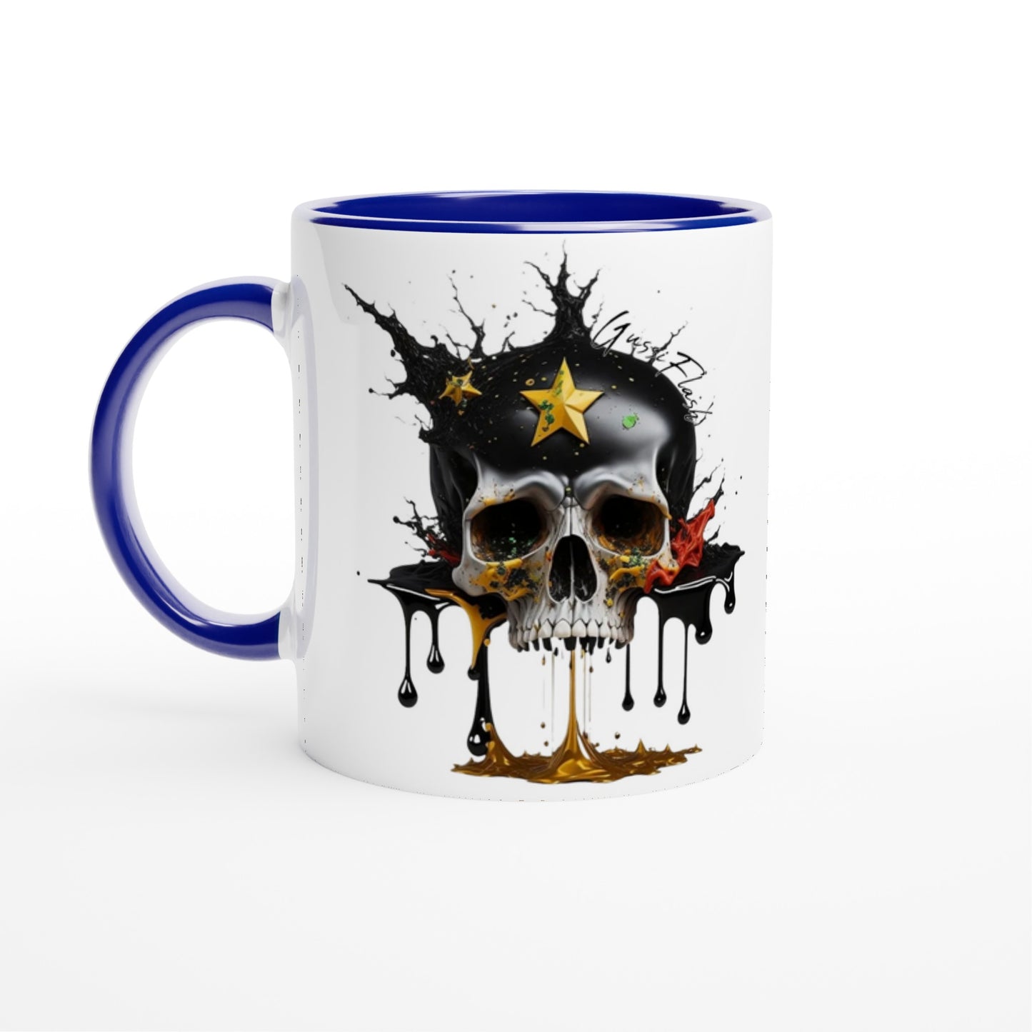 Weiße Keramiktasse Farbe an der Innenseite