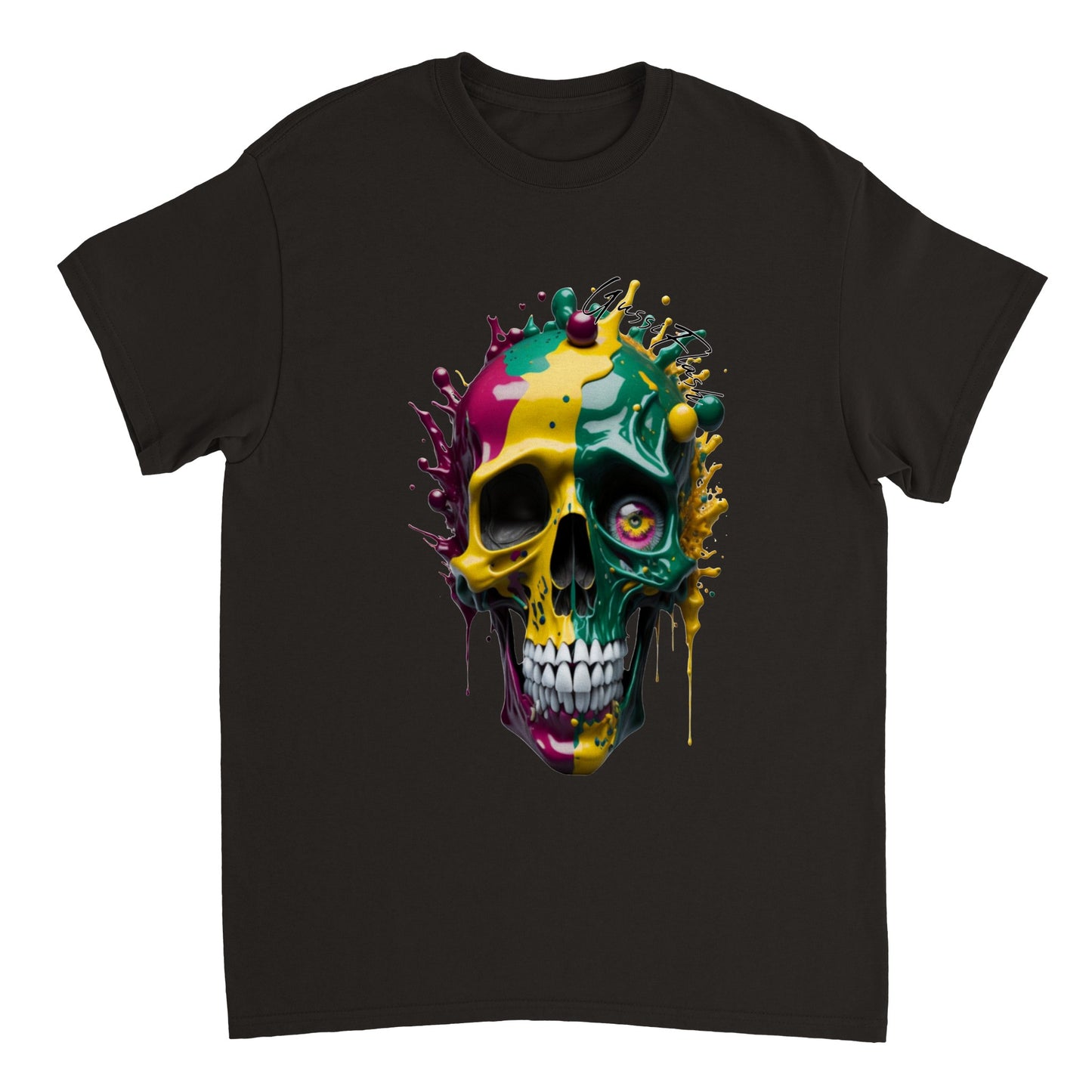 Schweres Unisex T-Shirt mit GussiFlash Skull
