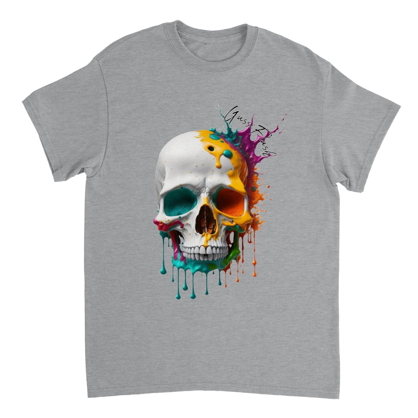 Schweres Unisex T-Shirt mit GussiFlash Skull