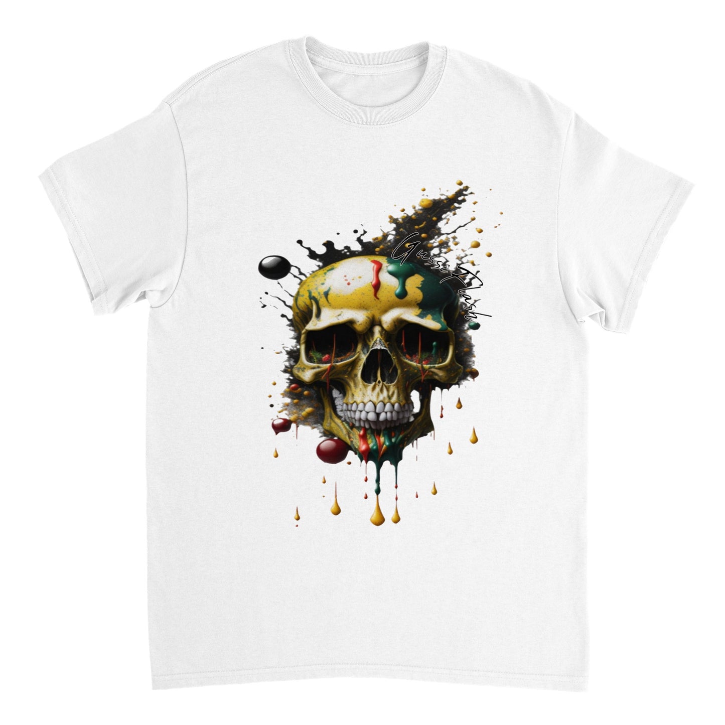 Schweres Unisex T-Shirt mit GussiFlash Skull