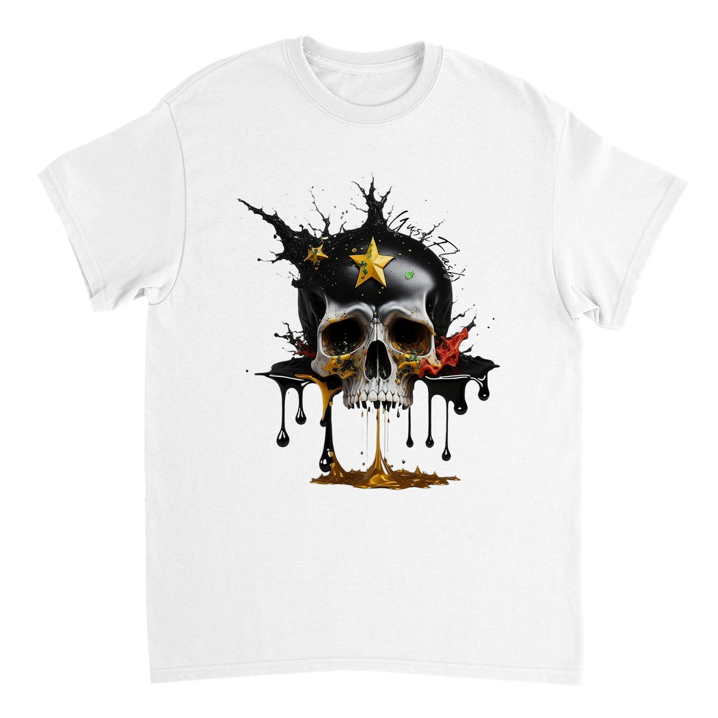 Schweres Unisex T-Shirt mit GussiFlash Skull