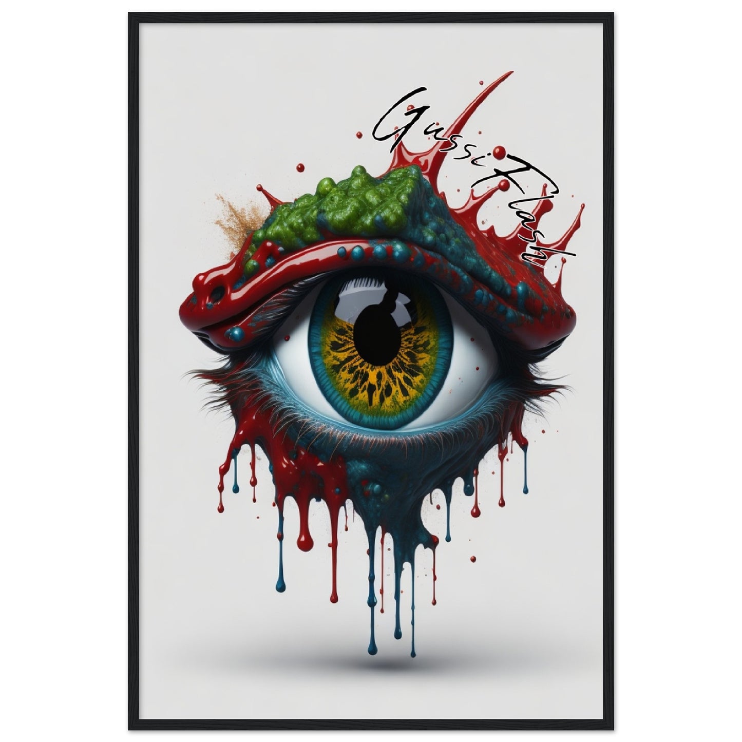 GussiFlash Premium-Poster aus mattem Papier mit Holzrahmen