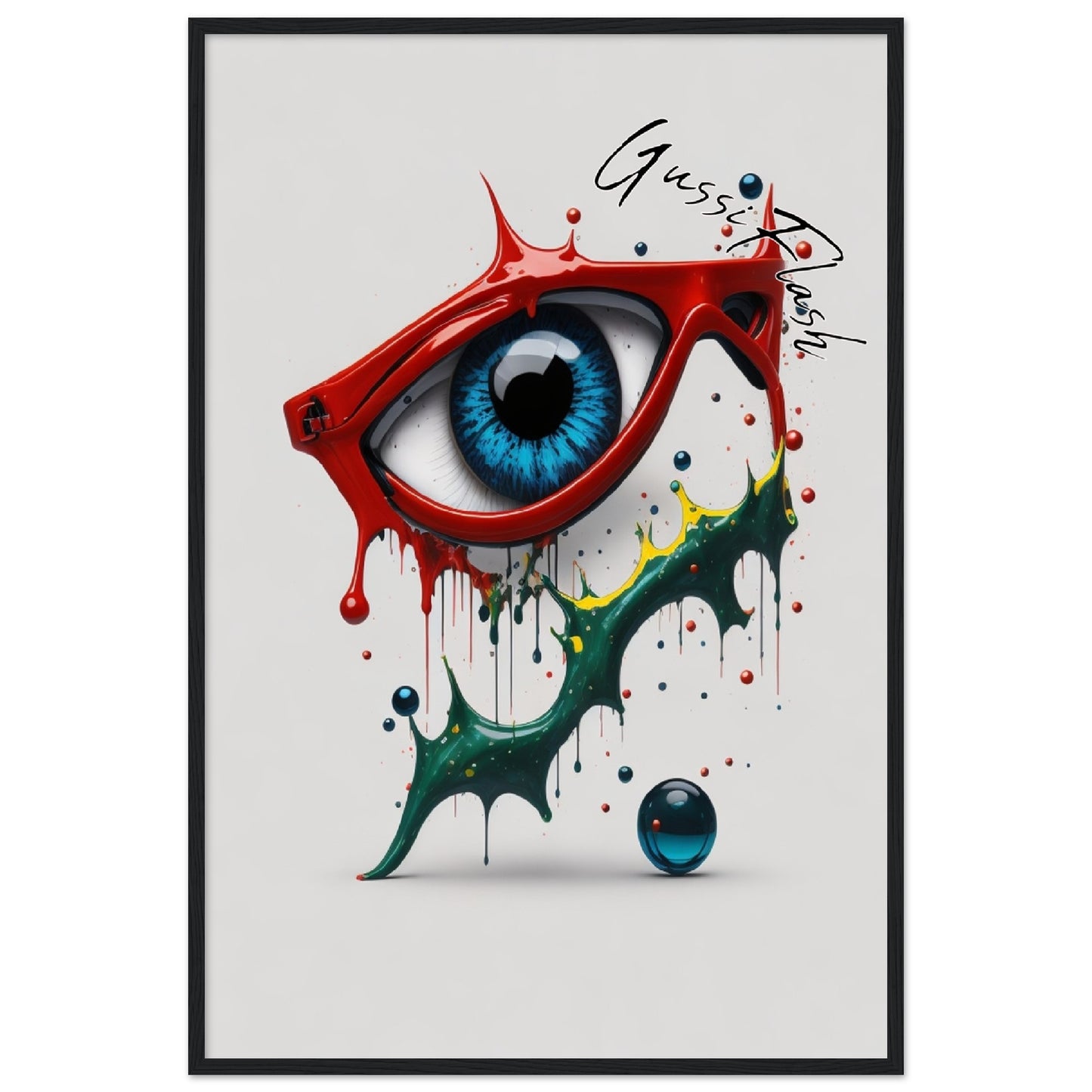 GussiFlash Premium-Poster aus mattem Papier mit Holzrahmen
