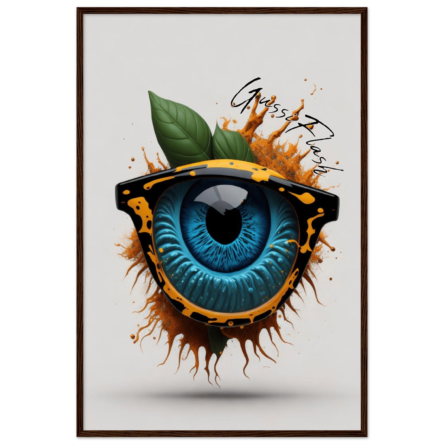 GussiFlash Premium-Poster aus mattem Papier mit Holzrahmen
