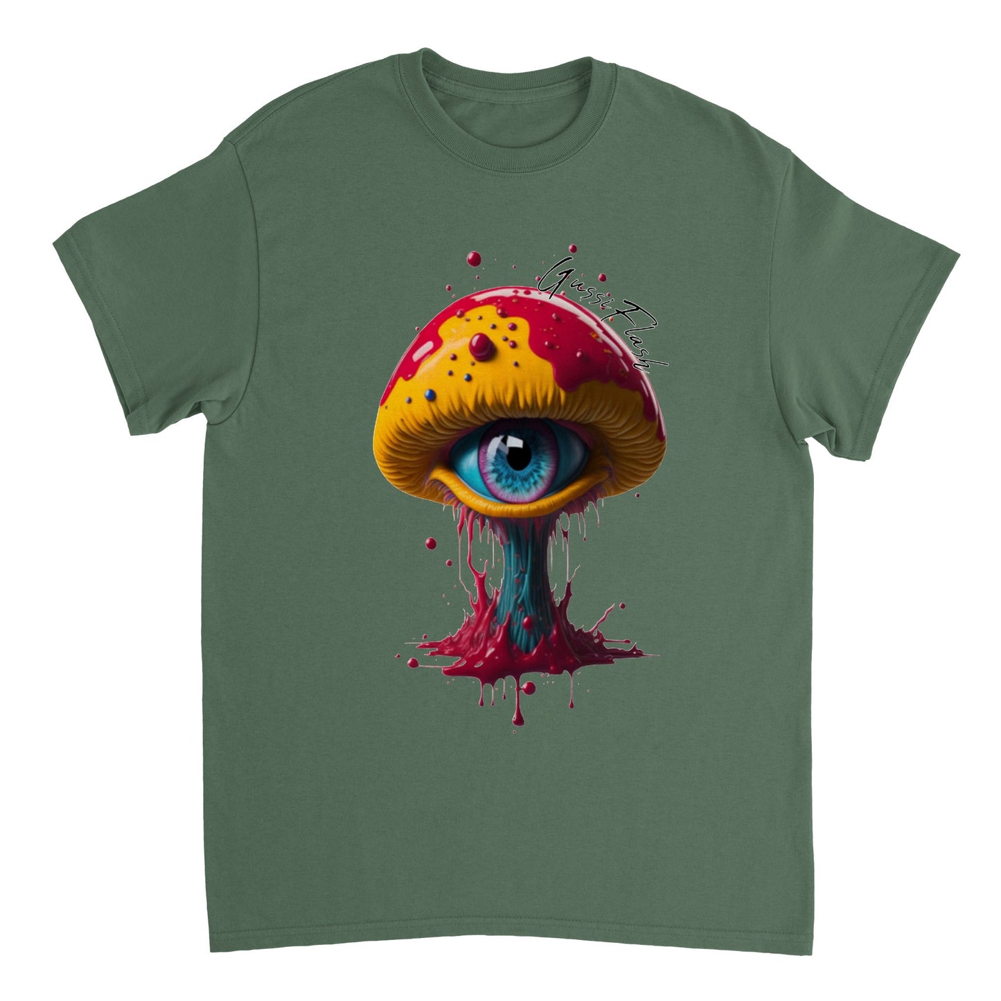 Schweres Unisex T-Shirt mit Rundhalsausschnitt und Gussiflash Logo