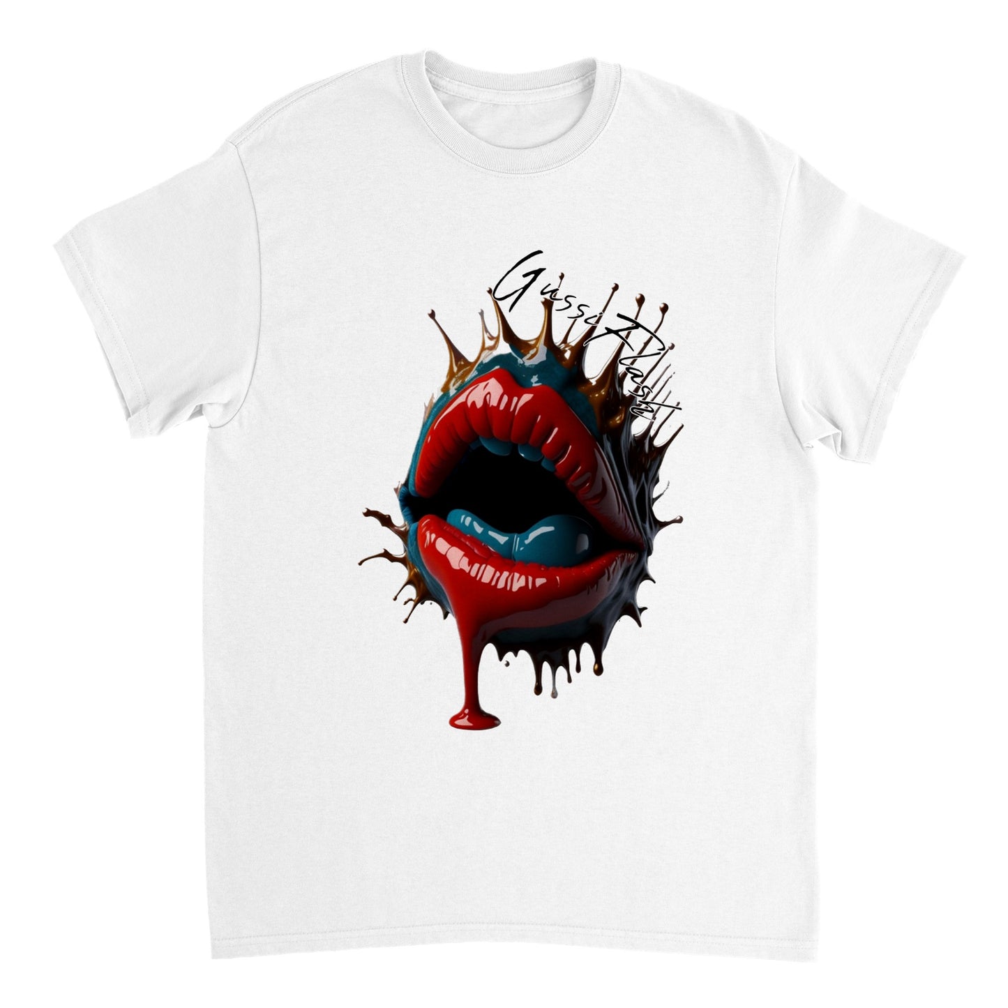 Schweres Unisex T-Shirt mit Rundhalsausschnitt und Gussiflash Logo