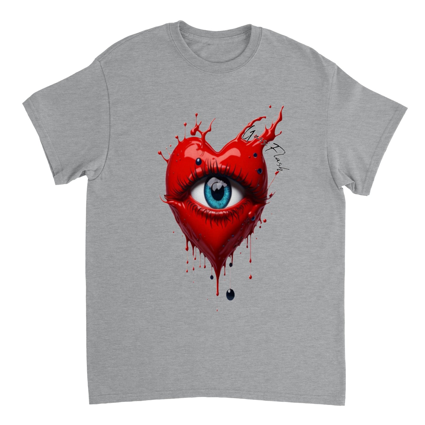 Schweres Unisex T-Shirt mit Rundhalsausschnitt und Gussiflash Logo