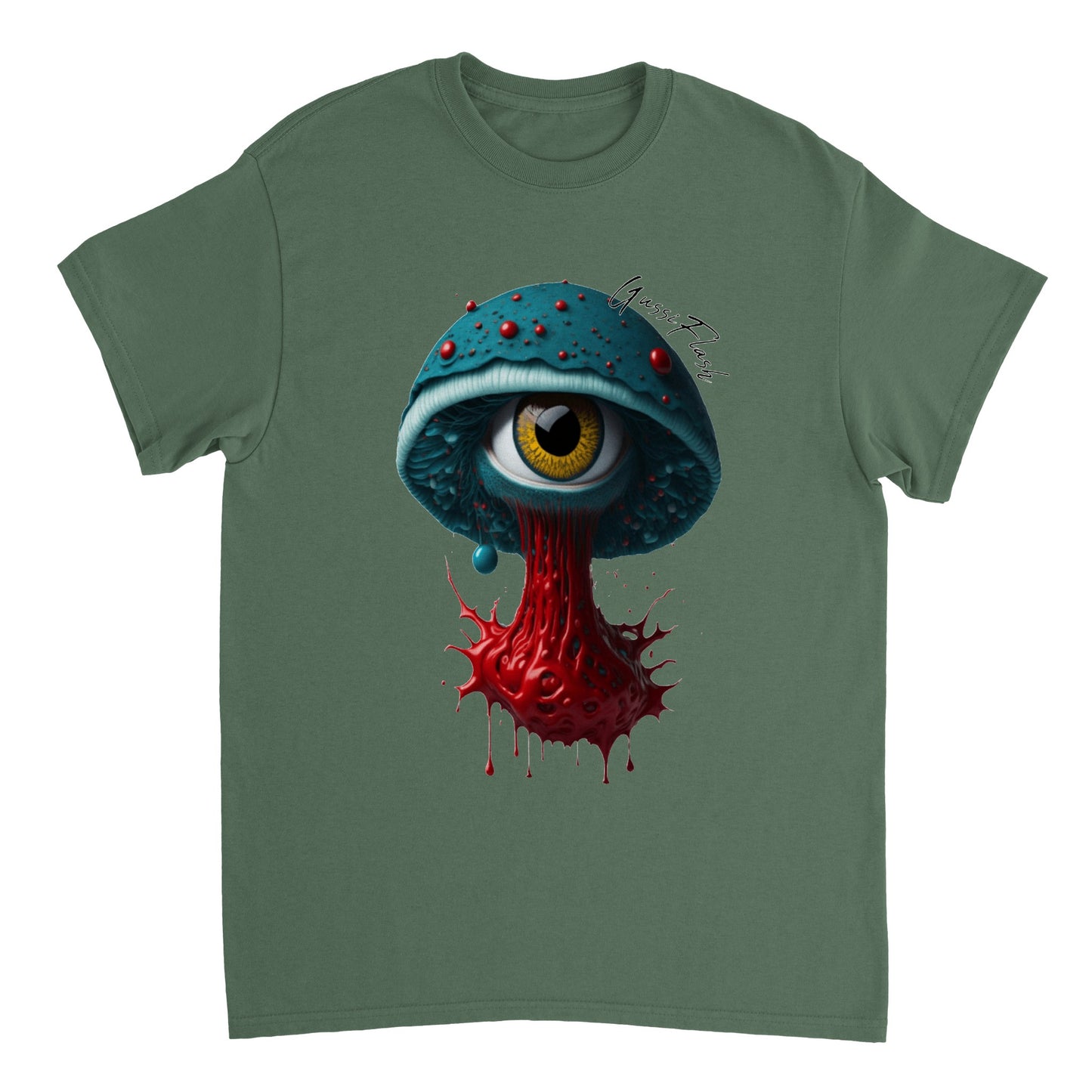 Schweres Unisex T-Shirt mit Rundhalsausschnitt und Gussiflash Logo