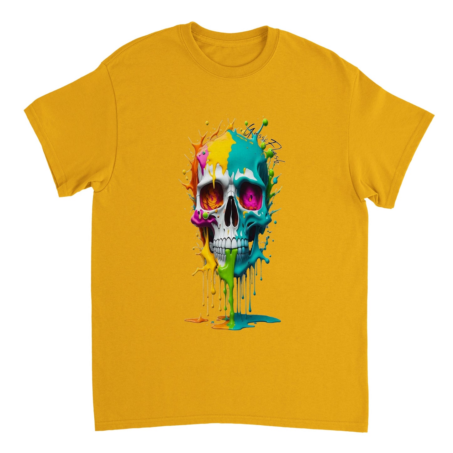 Schweres Unisex T-Shirt mit GussiFlash Skull