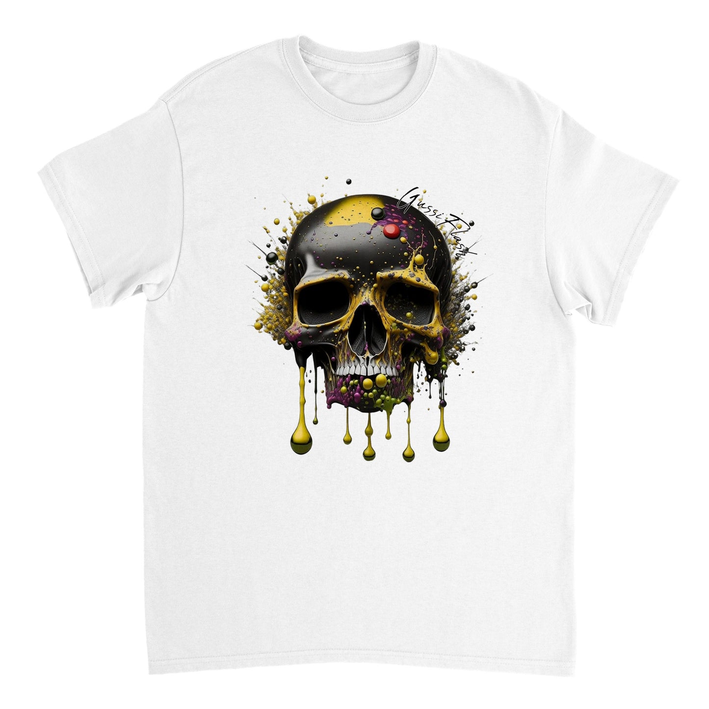 Schweres Unisex T-Shirt mit GussiFlash Skull