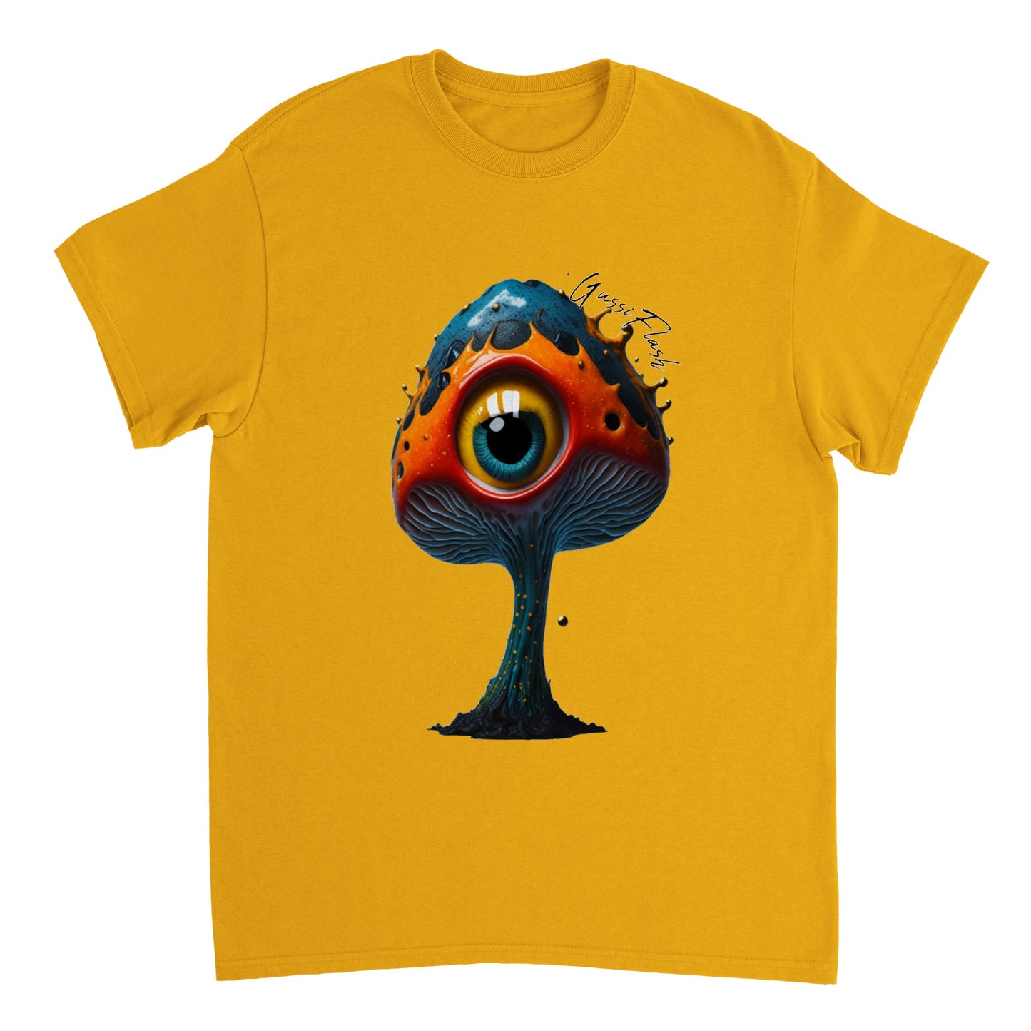 Schweres Unisex T-Shirt mit Rundhalsausschnitt und Gussiflash Logo