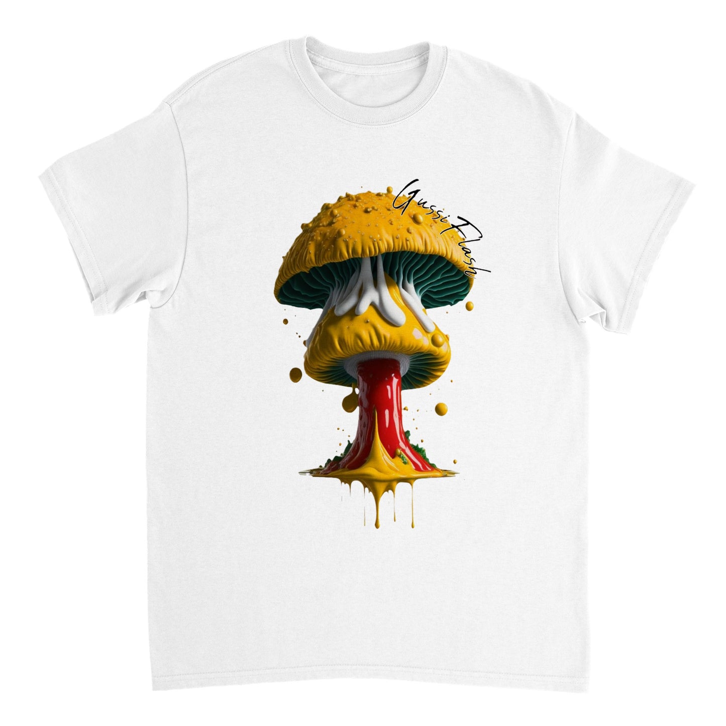 Schweres Unisex T-Shirt mit Rundhalsausschnitt und Gussiflash Logo