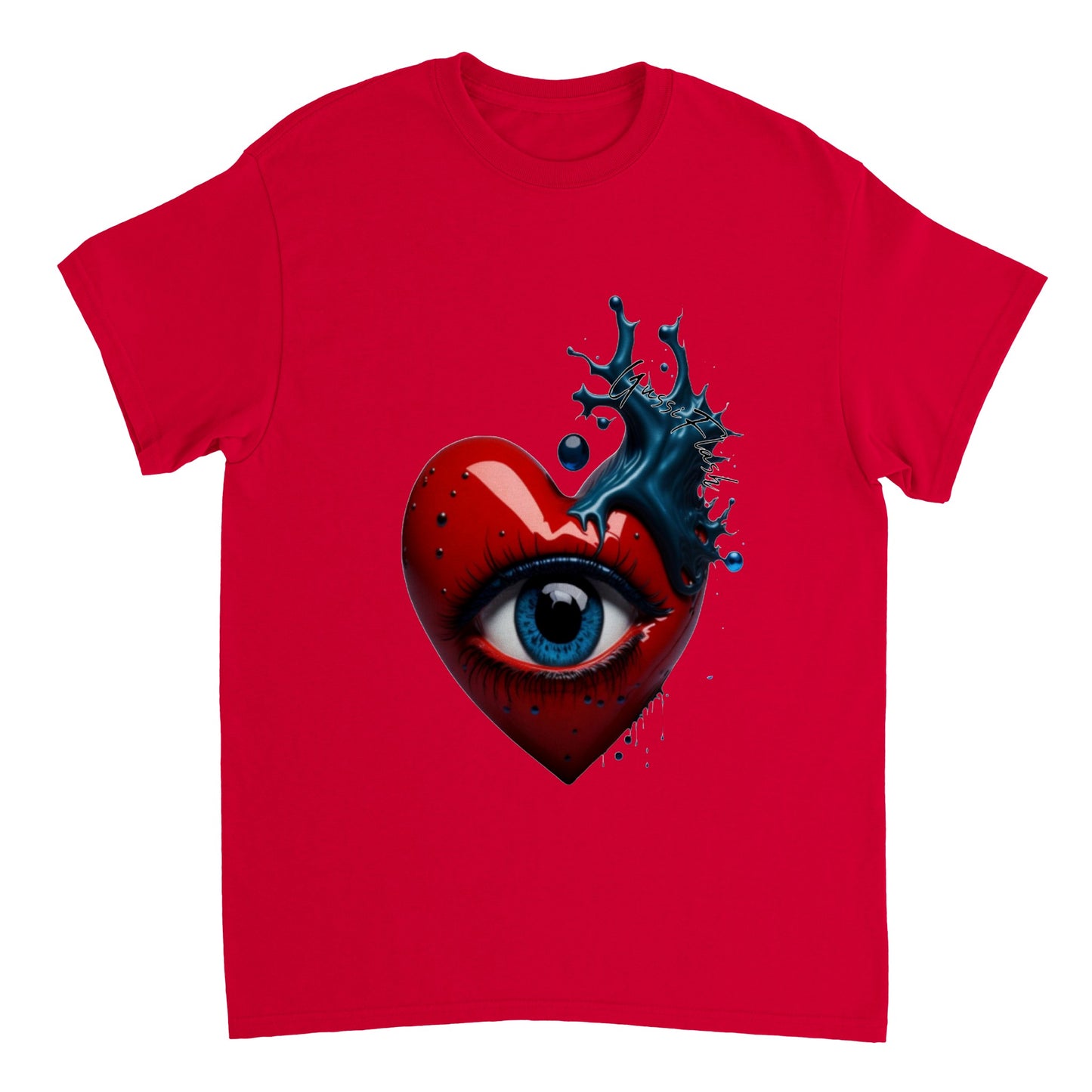 Schweres Unisex T-Shirt mit Rundhalsausschnitt und Gussiflash Logo