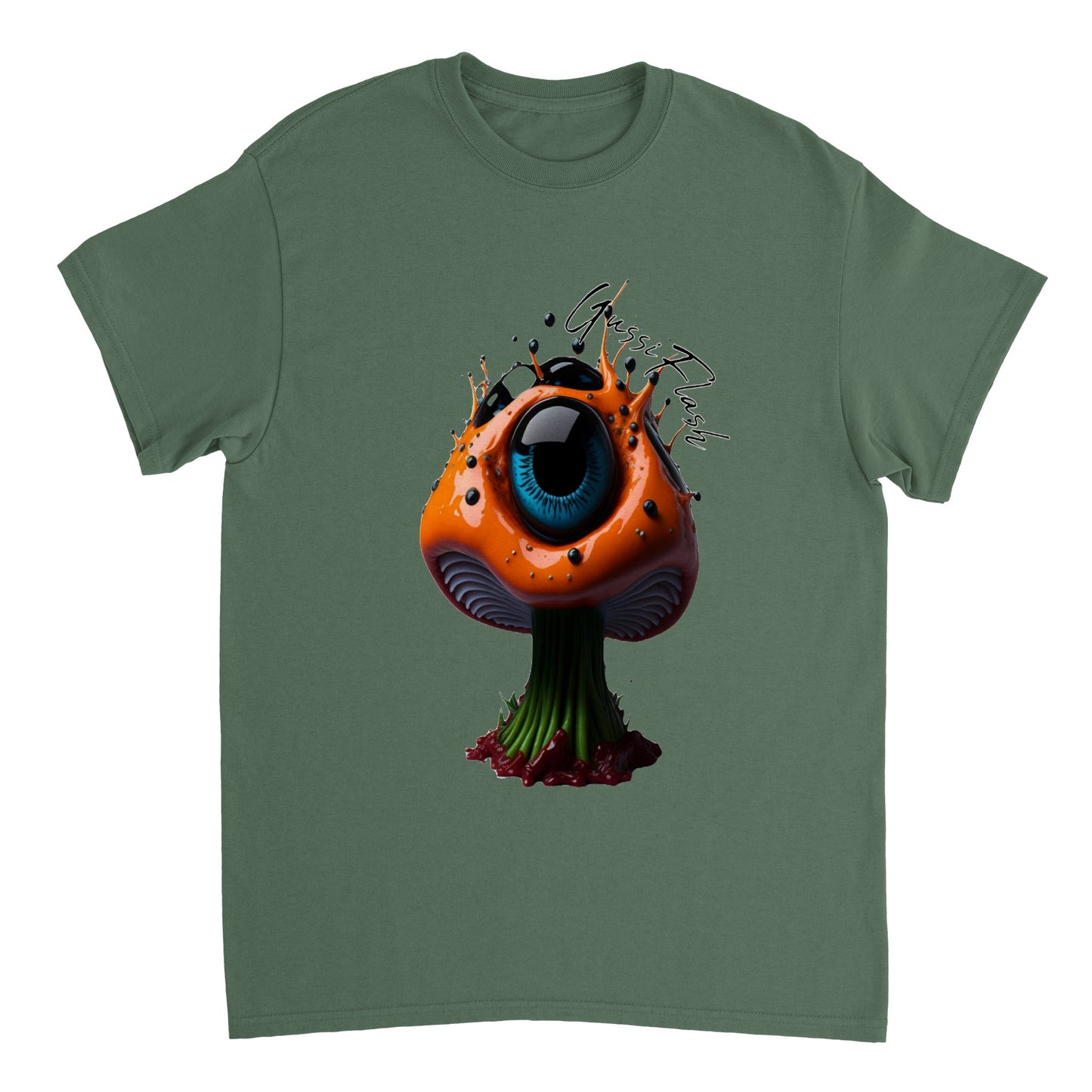 Schweres Unisex T-Shirt mit Rundhalsausschnitt und Gussiflash Logo