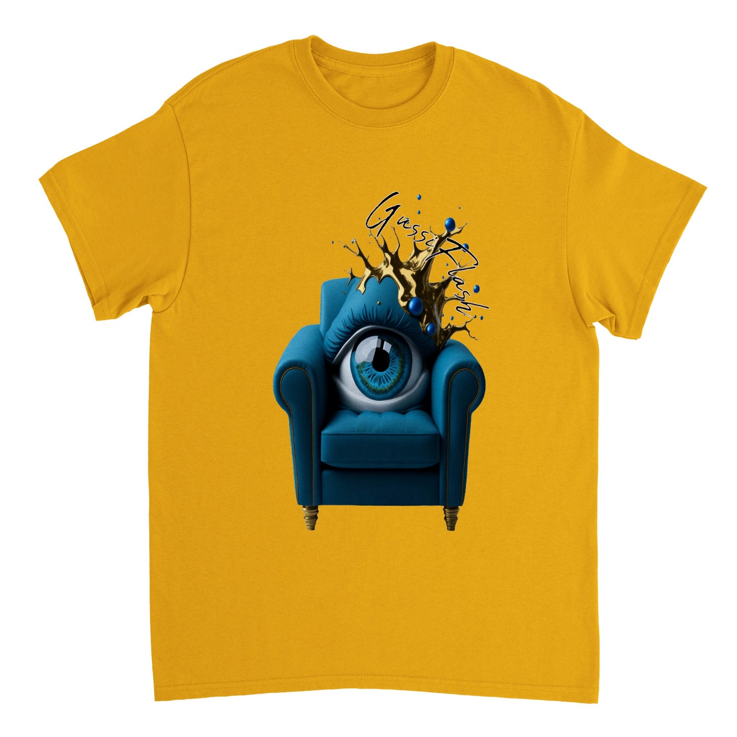 Schweres Unisex T-Shirt mit Rundhalsausschnitt und Gussiflash Logo