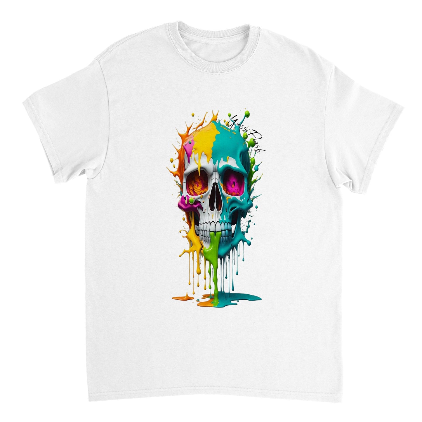 Schweres Unisex T-Shirt mit GussiFlash Skull