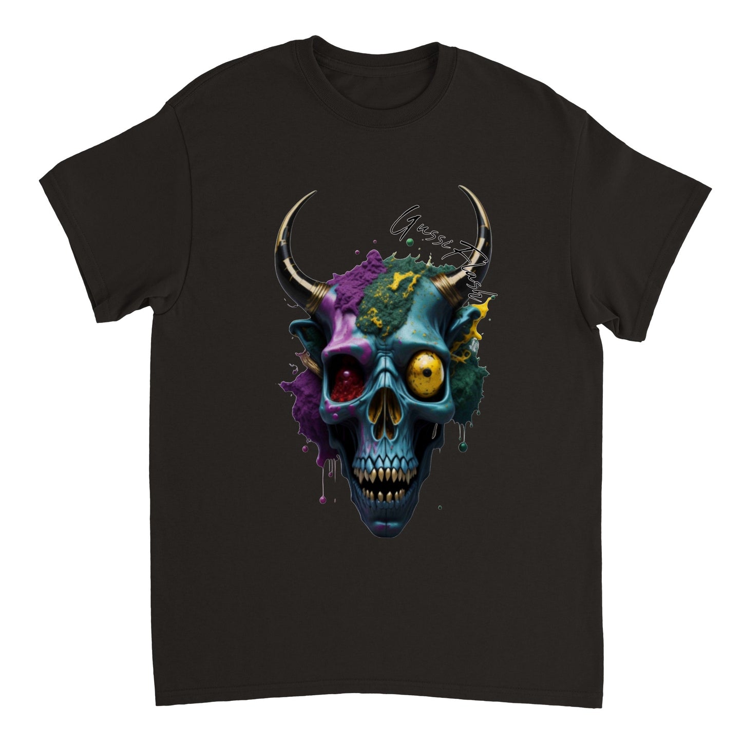 Schweres Unisex T-Shirt mit GussiFlash Skull