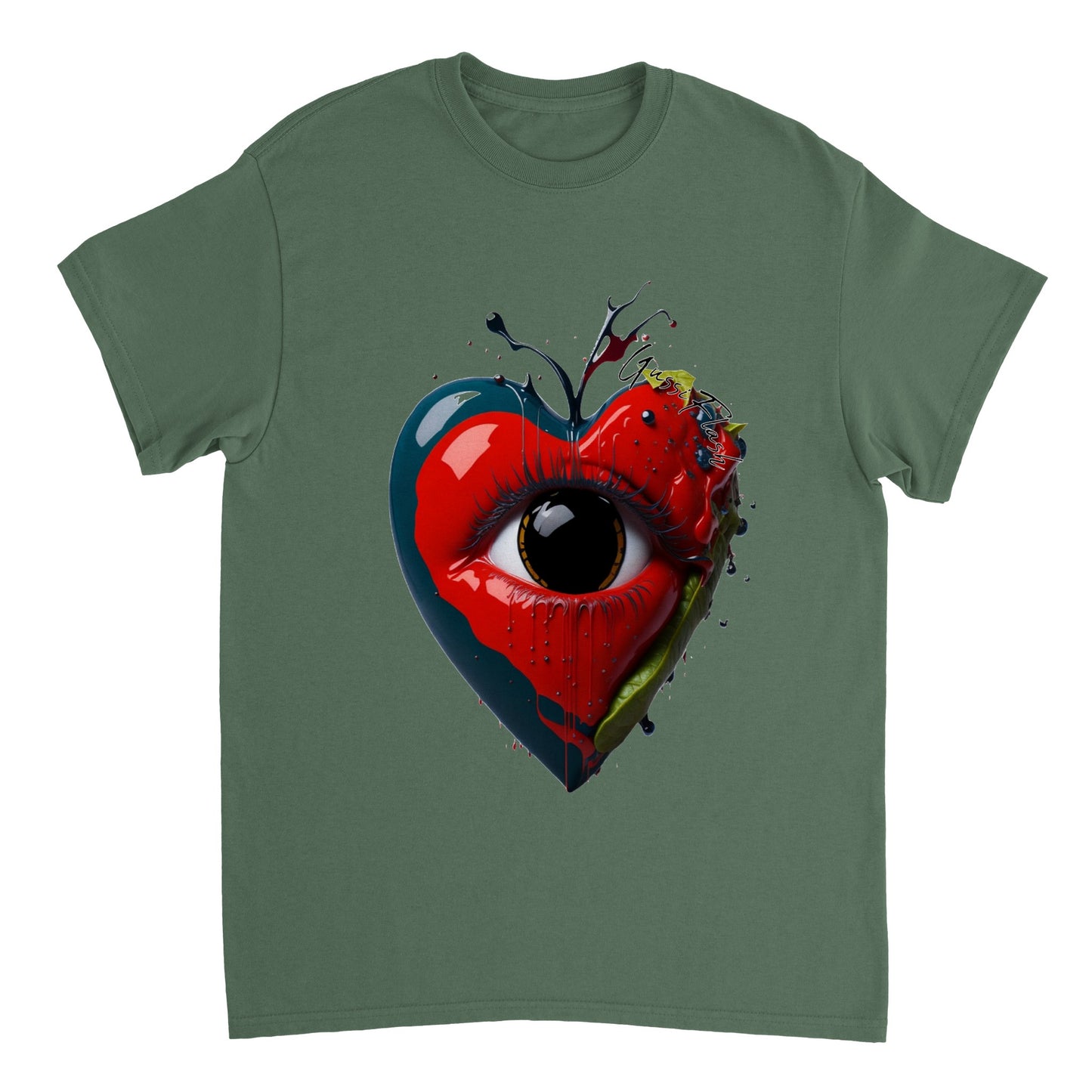 Schweres Unisex T-Shirt mit Rundhalsausschnitt und Gussiflash Logo