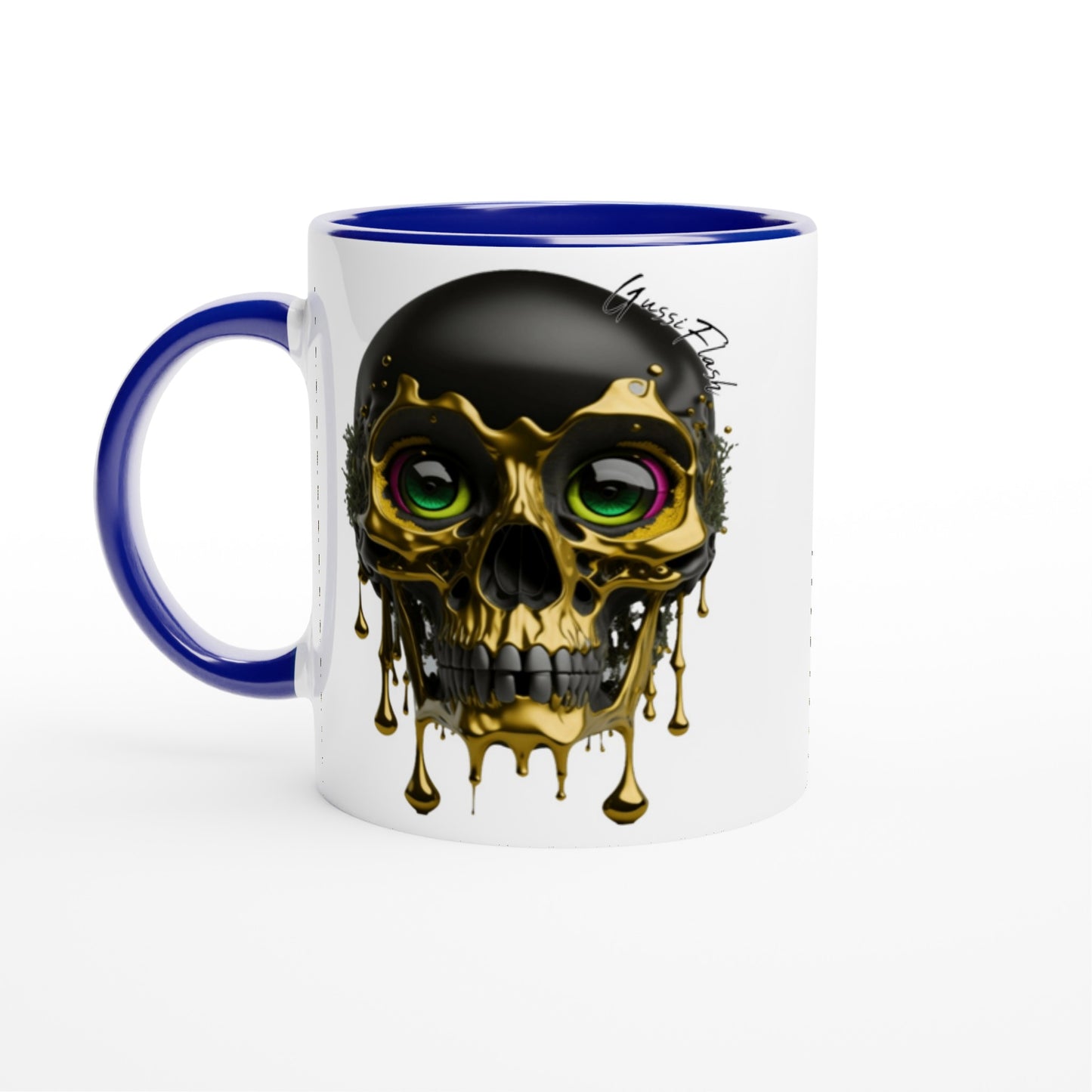 Weiße Keramiktasse Farbe an der Innenseite