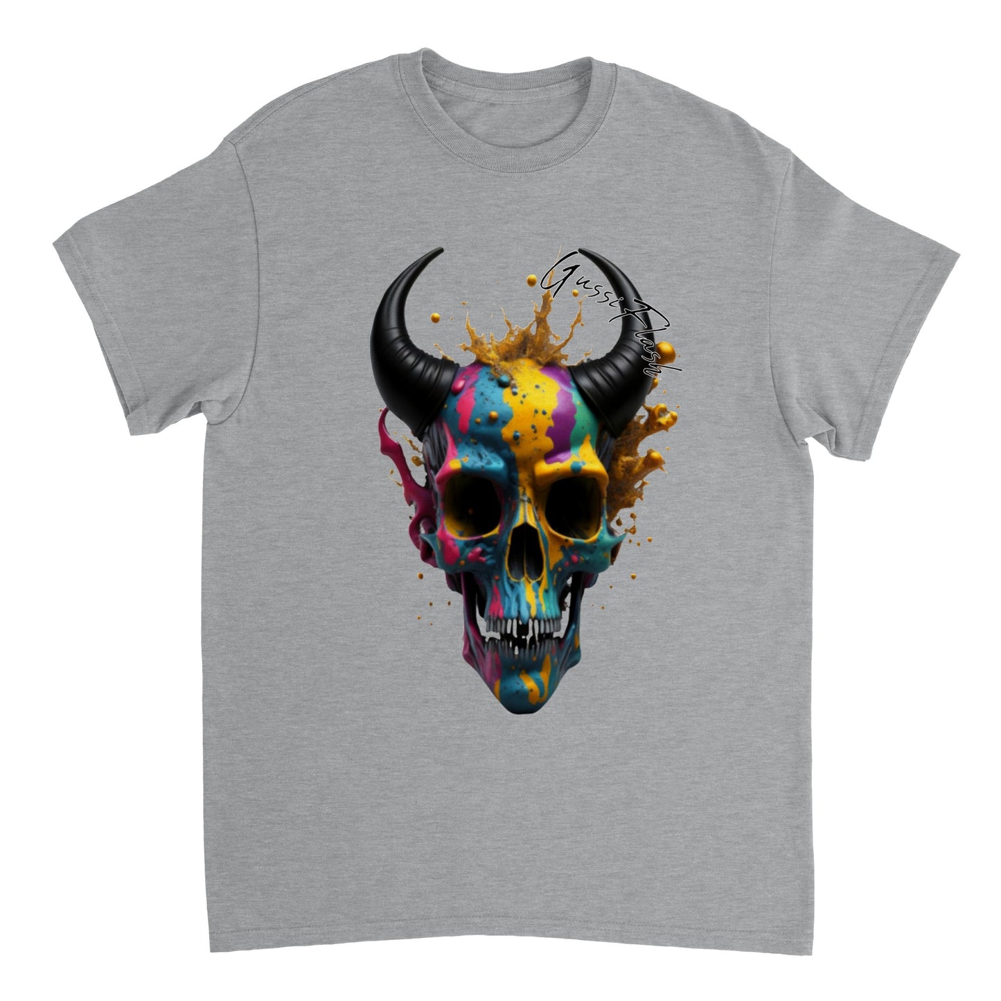 Schweres Unisex T-Shirt mit GussiFlash Skull