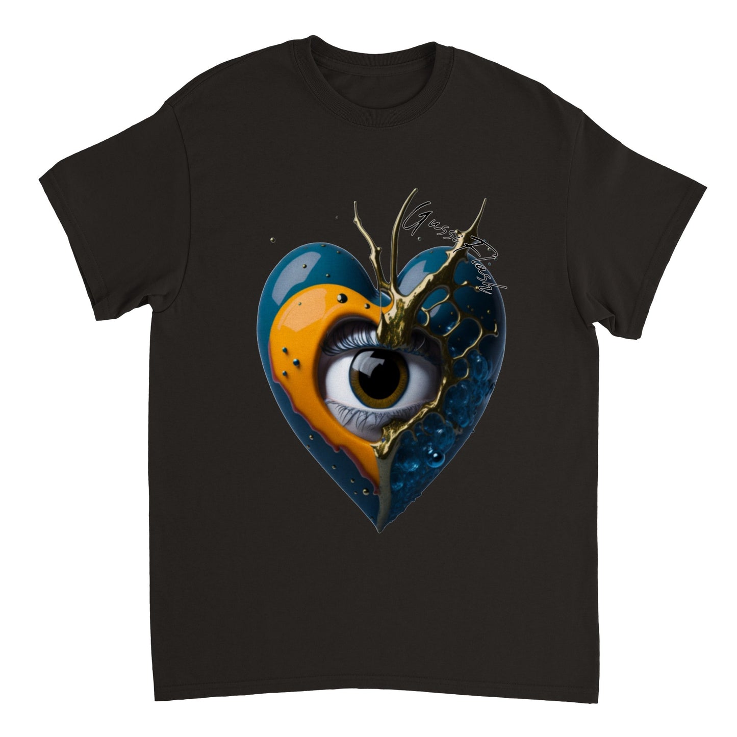 Schweres Unisex T-Shirt mit Rundhalsausschnitt und Gussiflash Logo