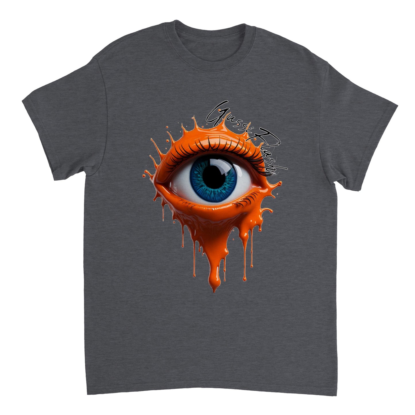 Schweres Unisex T-Shirt mit Rundhalsausschnitt und Gussiflash Logo