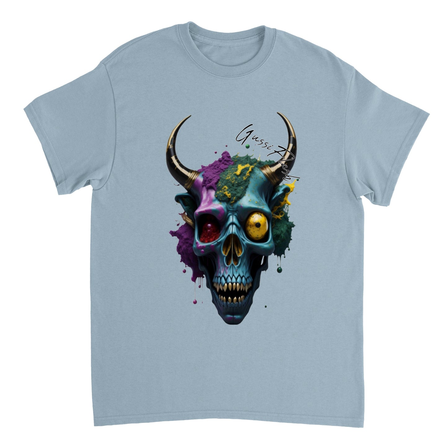 Schweres Unisex T-Shirt mit GussiFlash Skull