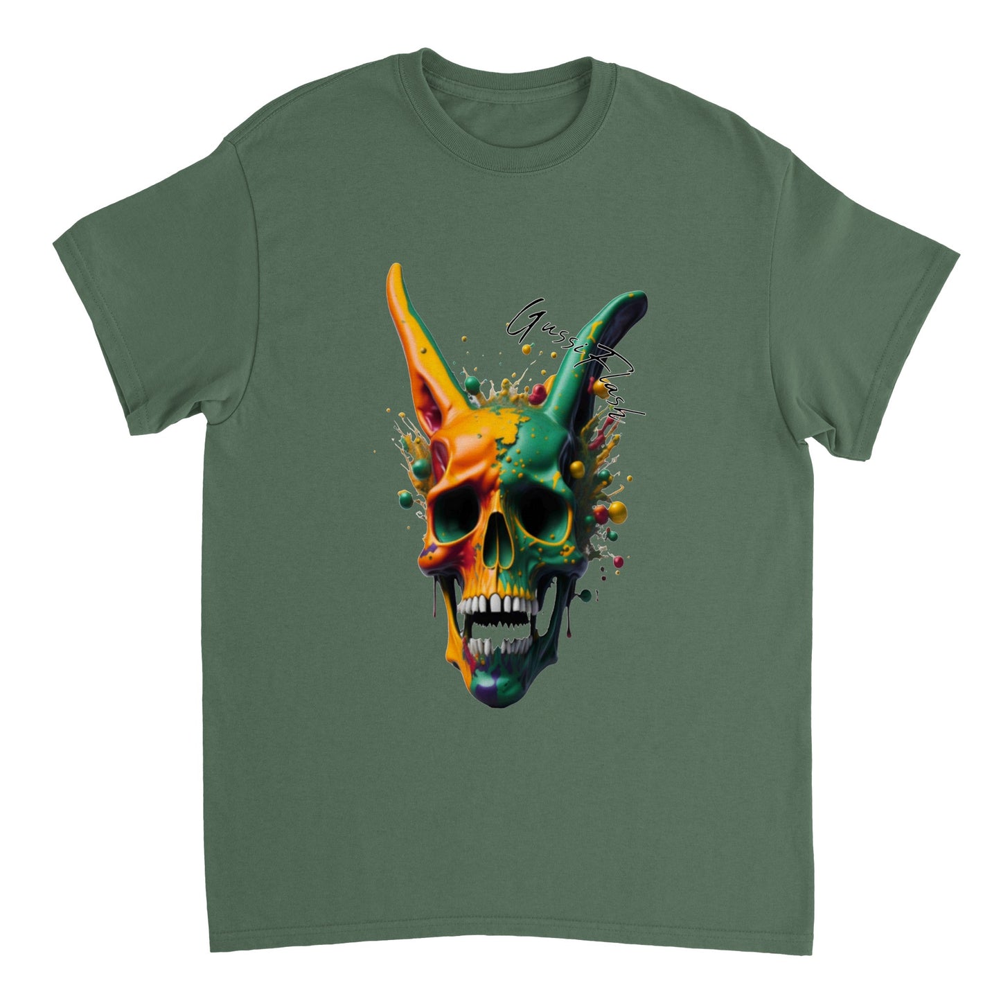 Schweres Unisex T-Shirt mit GussiFlash Skull