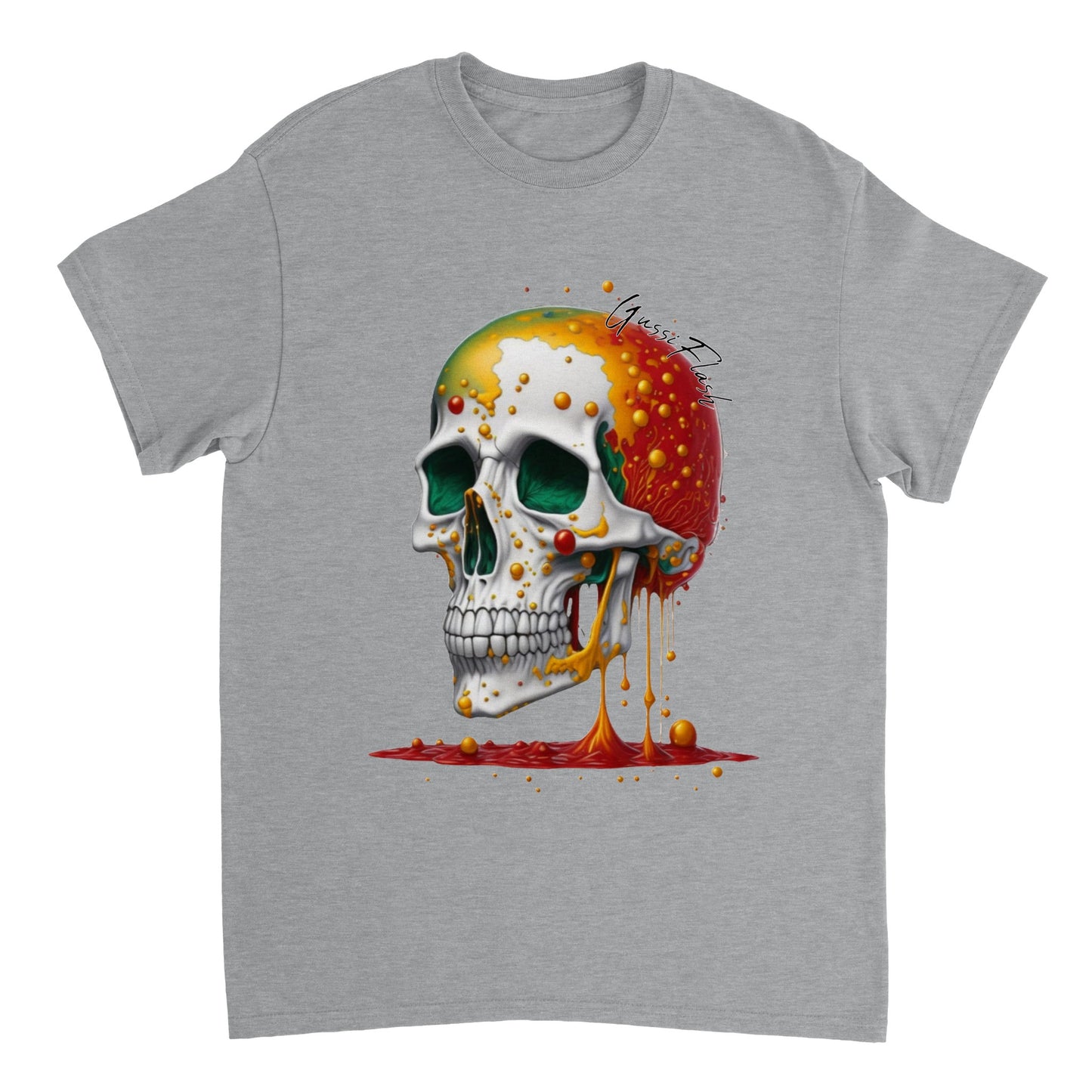 Schweres Unisex T-Shirt mit GussiFlash Skull
