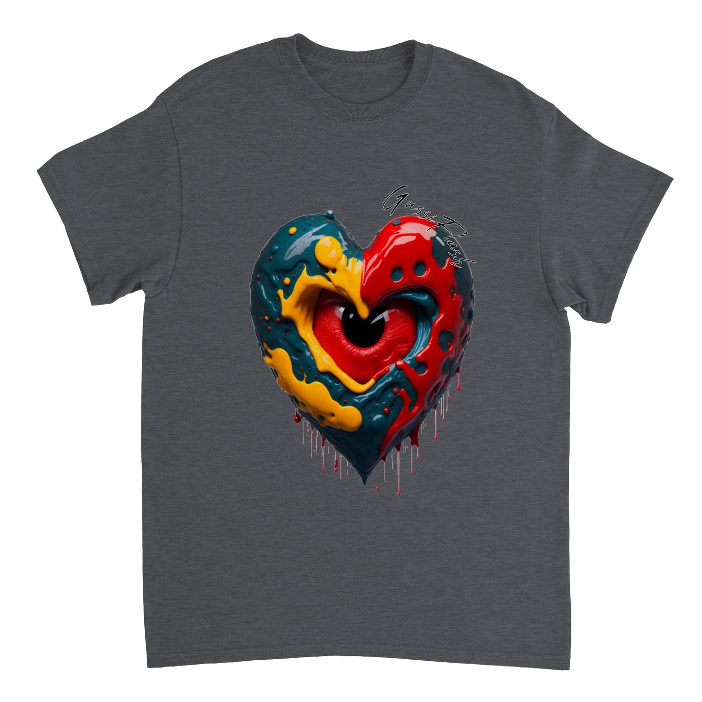 Schweres Unisex T-Shirt mit Rundhalsausschnitt und Gussiflash Logo