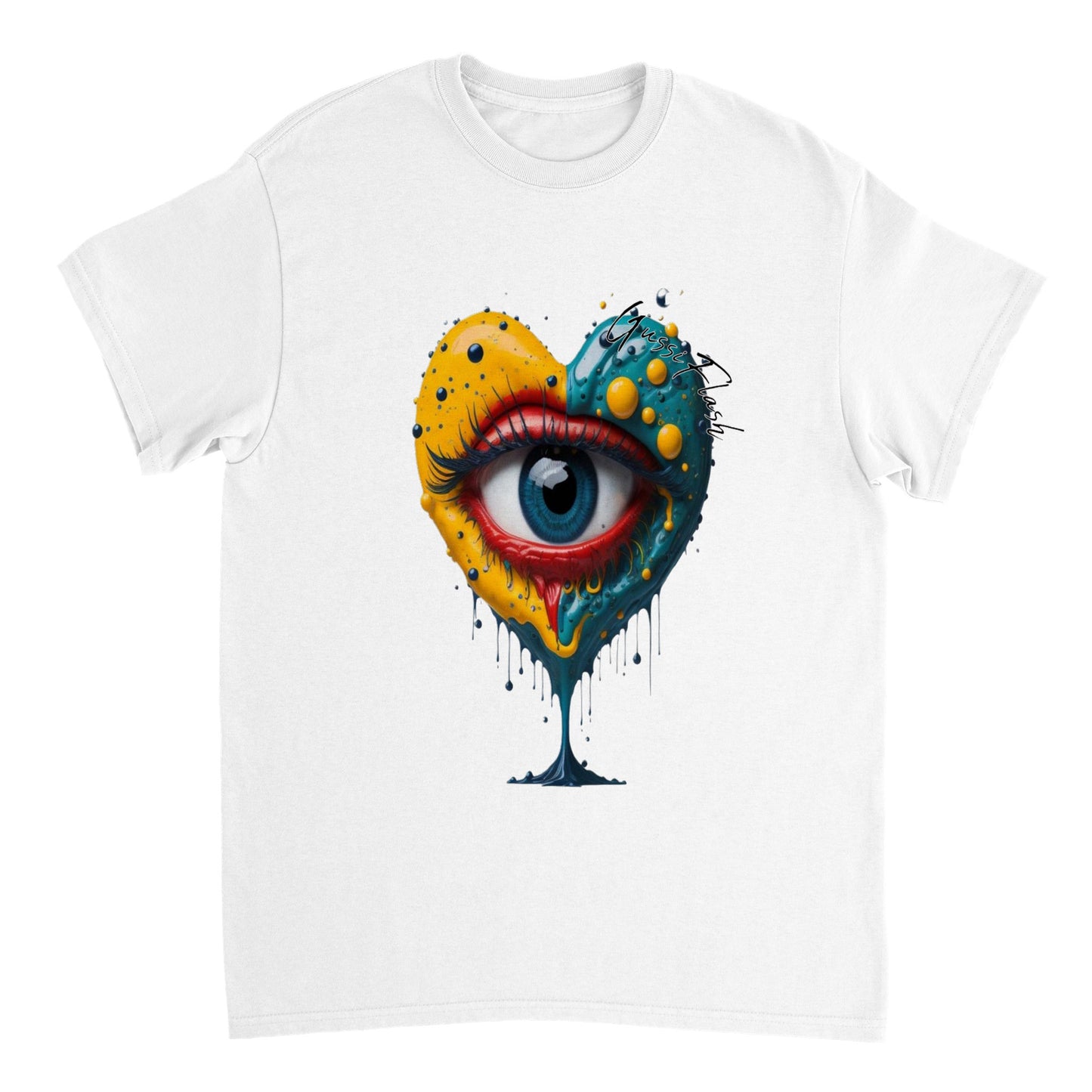 Schweres Unisex T-Shirt mit Rundhalsausschnitt und Gussiflash Logo
