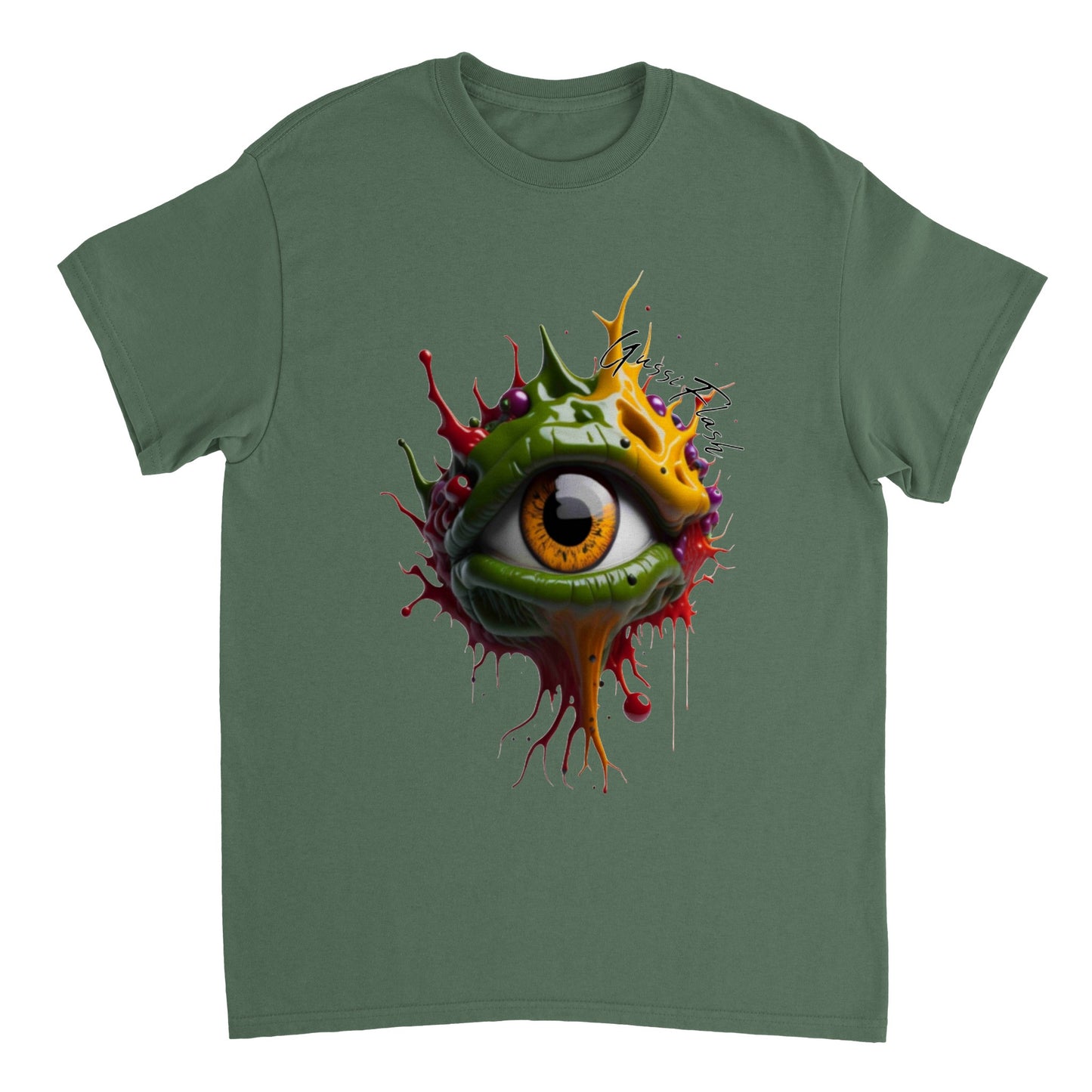 Schweres Unisex T-Shirt mit Rundhalsausschnitt und Gussiflash Logo