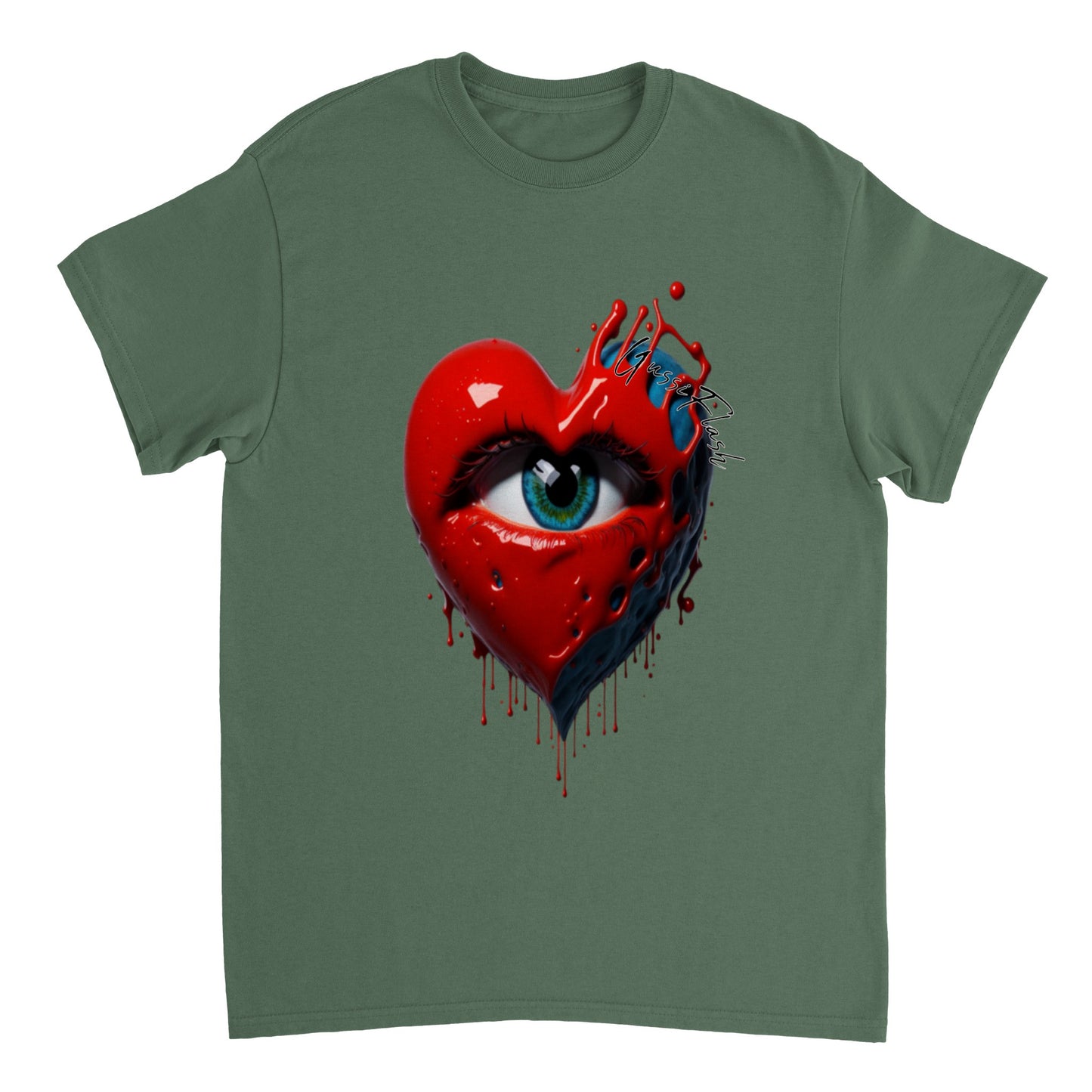 Schweres Unisex T-Shirt mit Rundhalsausschnitt und Gussiflash Logo