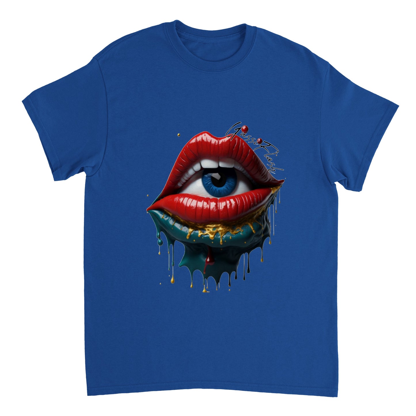 Schweres Unisex T-Shirt mit Rundhalsausschnitt und Gussiflash Logo