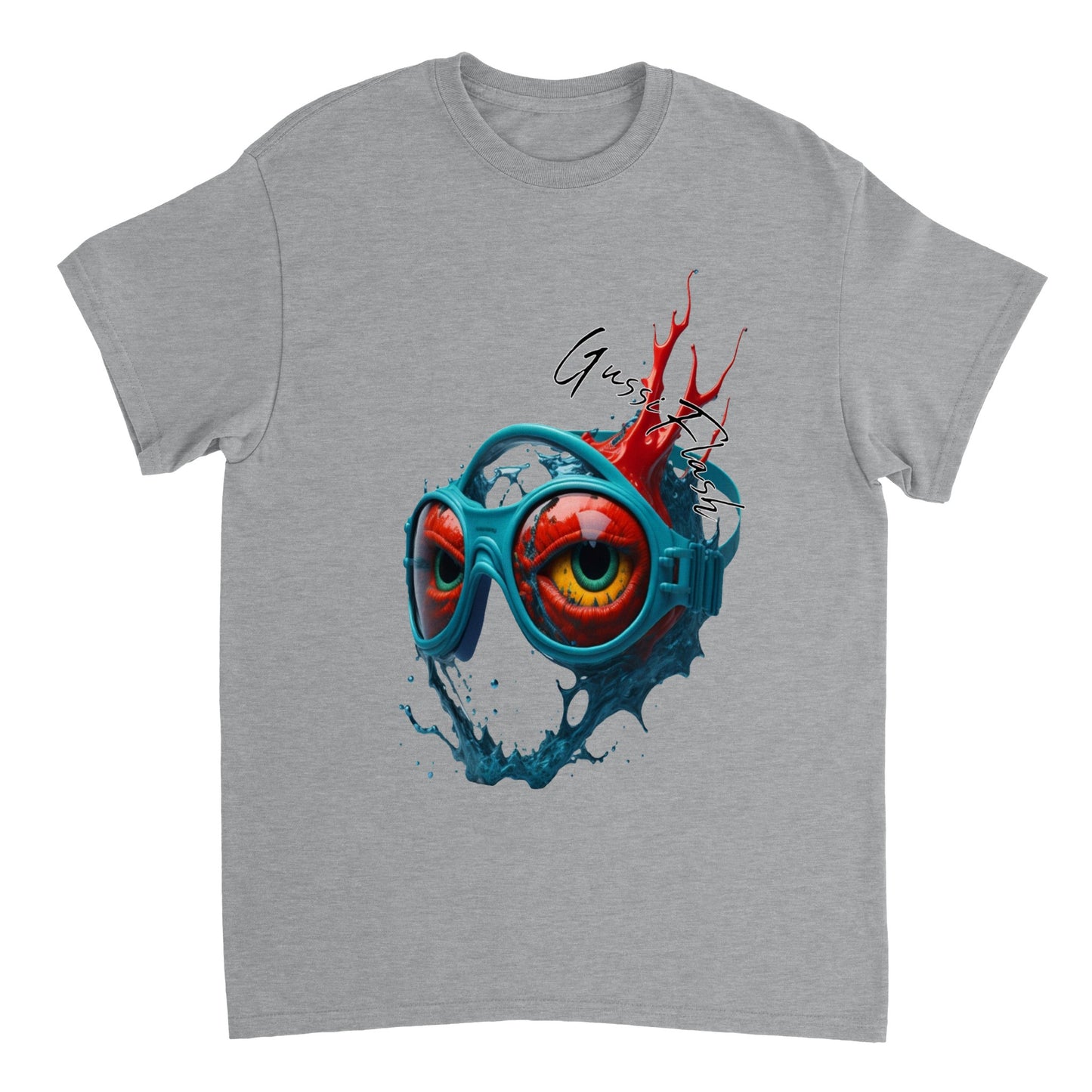 Schweres Unisex T-Shirt mit Rundhalsausschnitt und Gussiflash Logo