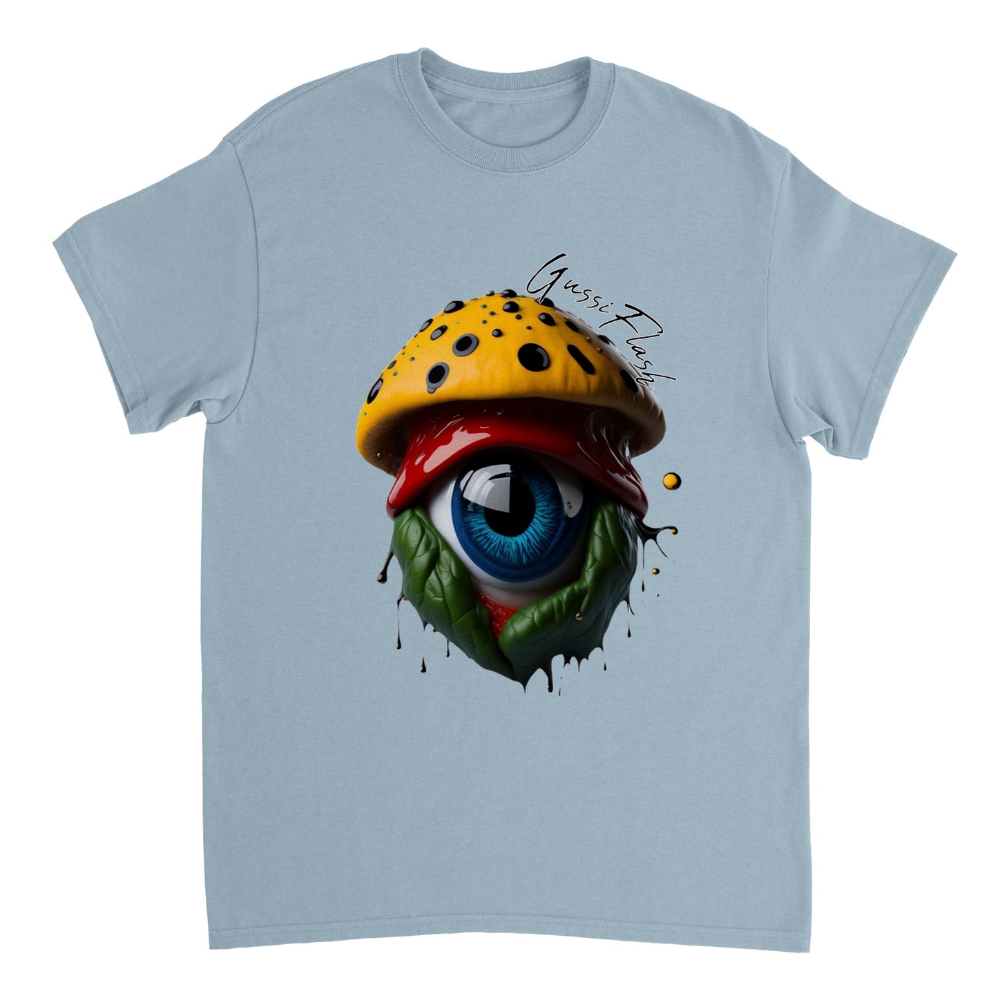 Schweres Unisex T-Shirt mit Rundhalsausschnitt und Gussiflash Logo