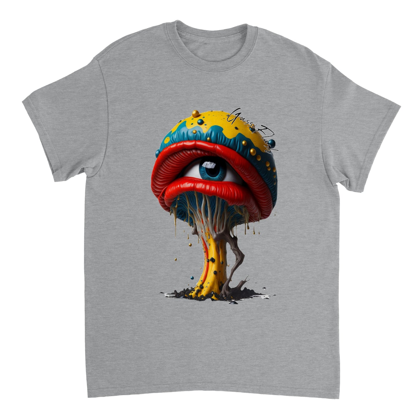 Schweres Unisex T-Shirt mit Rundhalsausschnitt und Gussiflash Logo