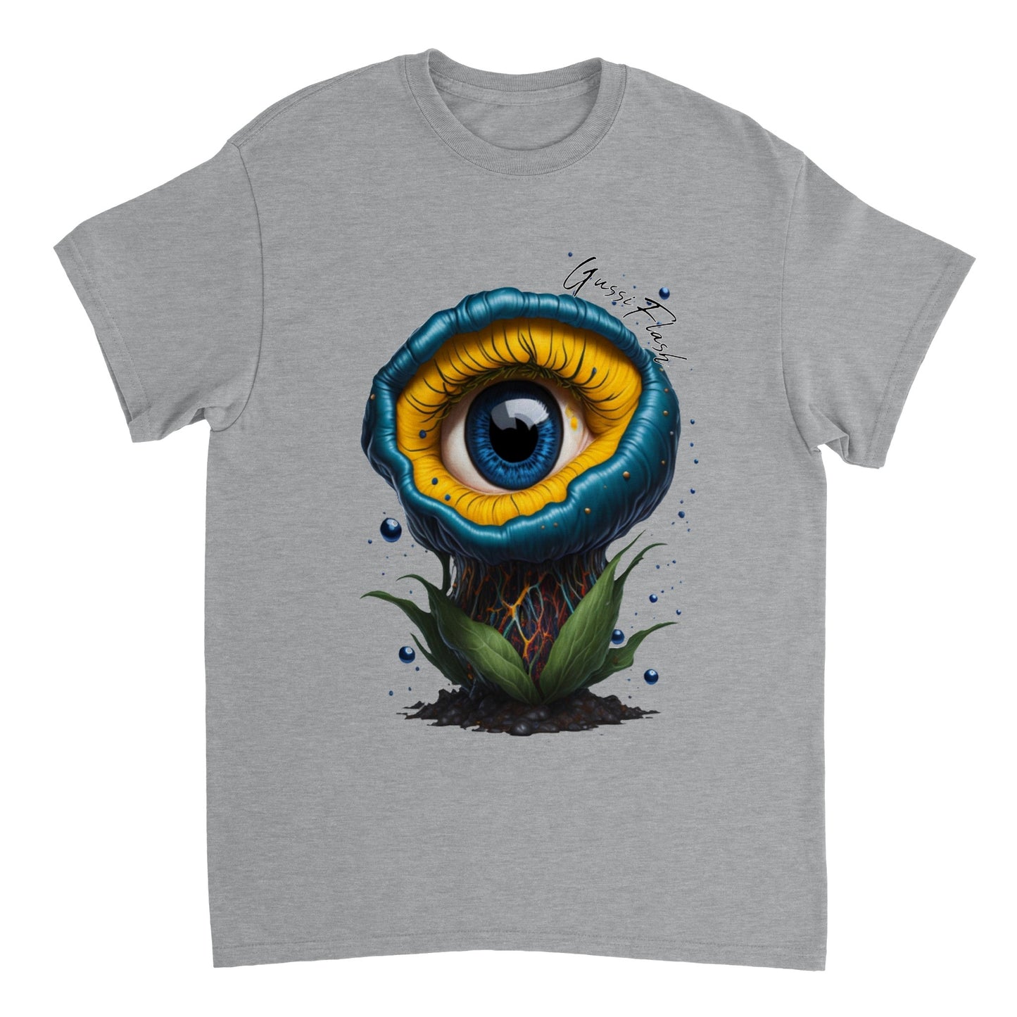 Schweres Unisex T-Shirt mit Rundhalsausschnitt und Gussiflash Logo