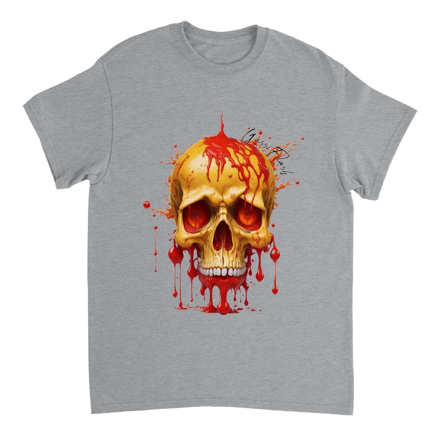 Schweres Unisex T-Shirt mit GussiFlash Skull