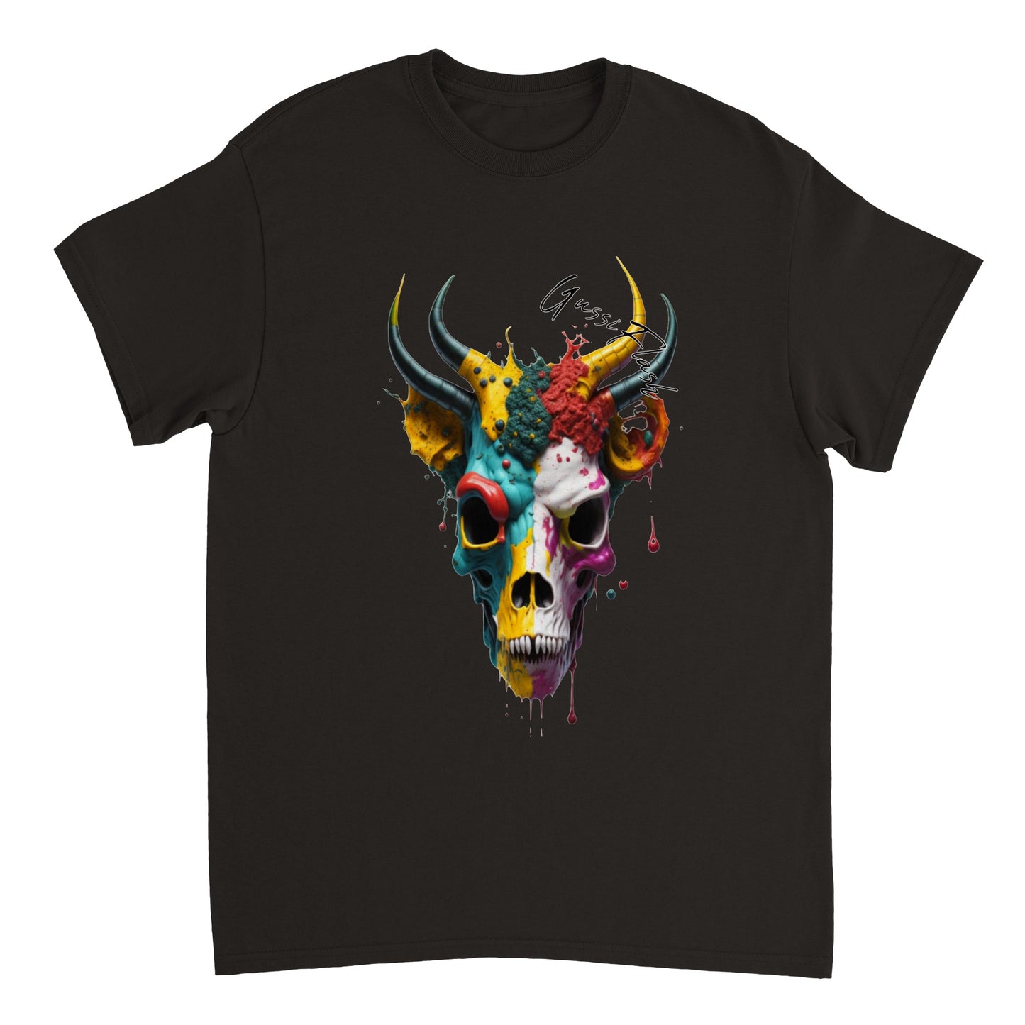 Schweres Unisex T-Shirt mit GussiFlash Skull