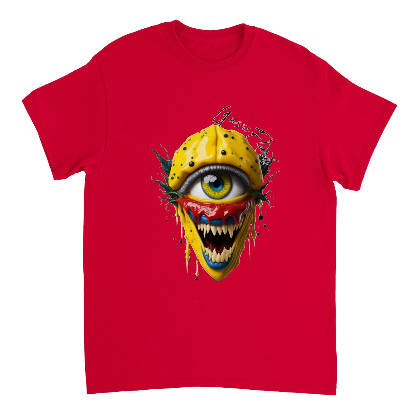 Schweres Unisex T-Shirt mit Rundhalsausschnitt und Gussiflash Logo