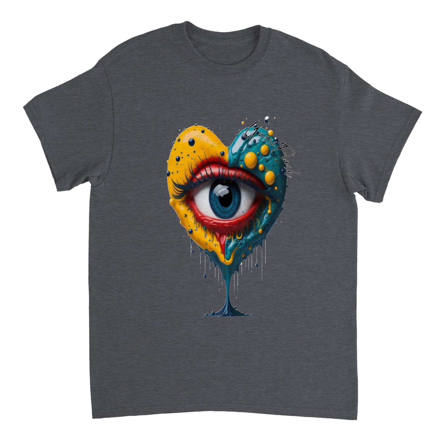 Schweres Unisex T-Shirt mit Rundhalsausschnitt und Gussiflash Logo