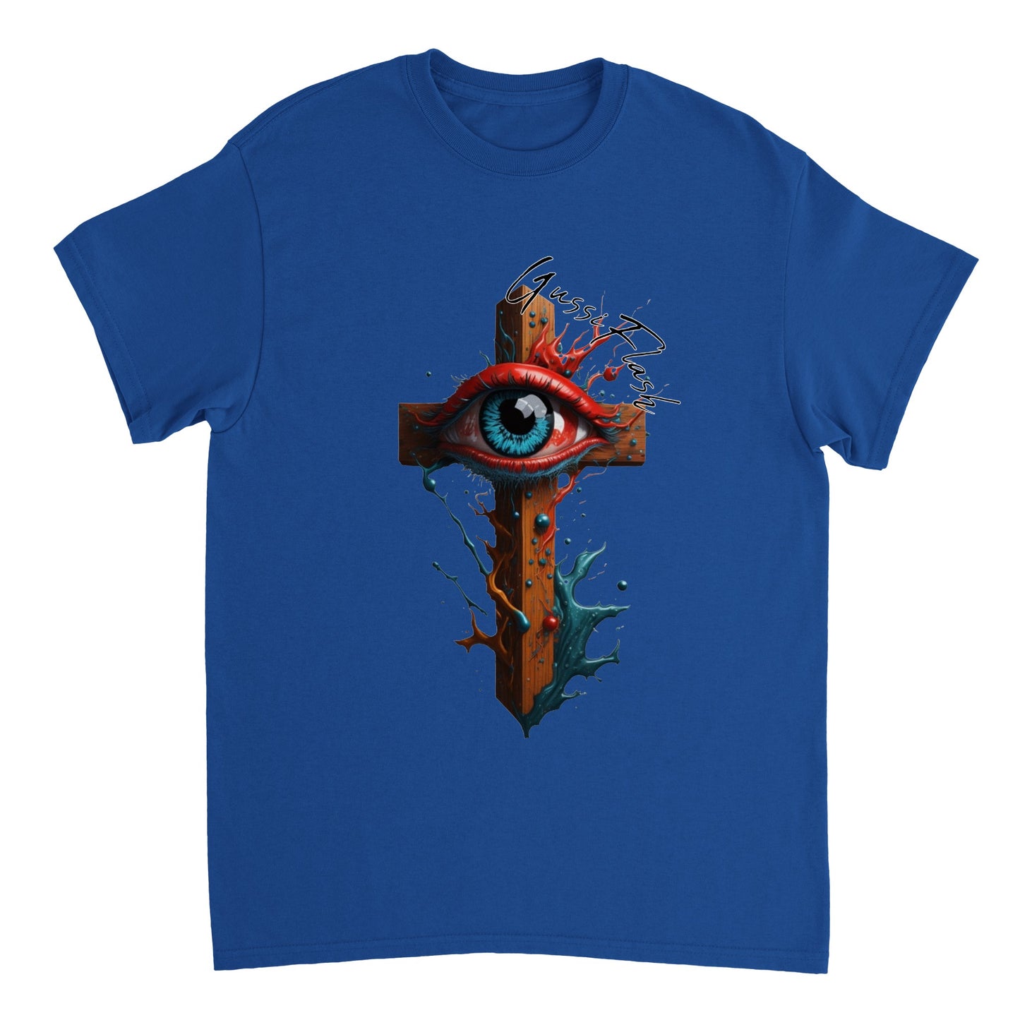 Schweres Unisex T-Shirt mit Rundhalsausschnitt und Gussiflash Logo