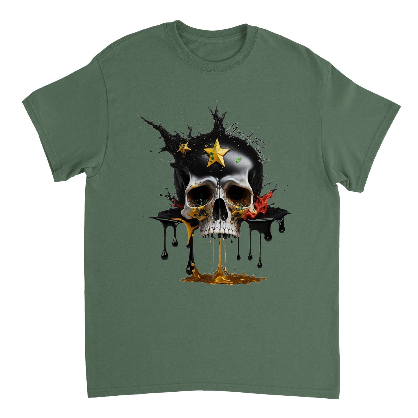 Schweres Unisex T-Shirt mit GussiFlash Skull